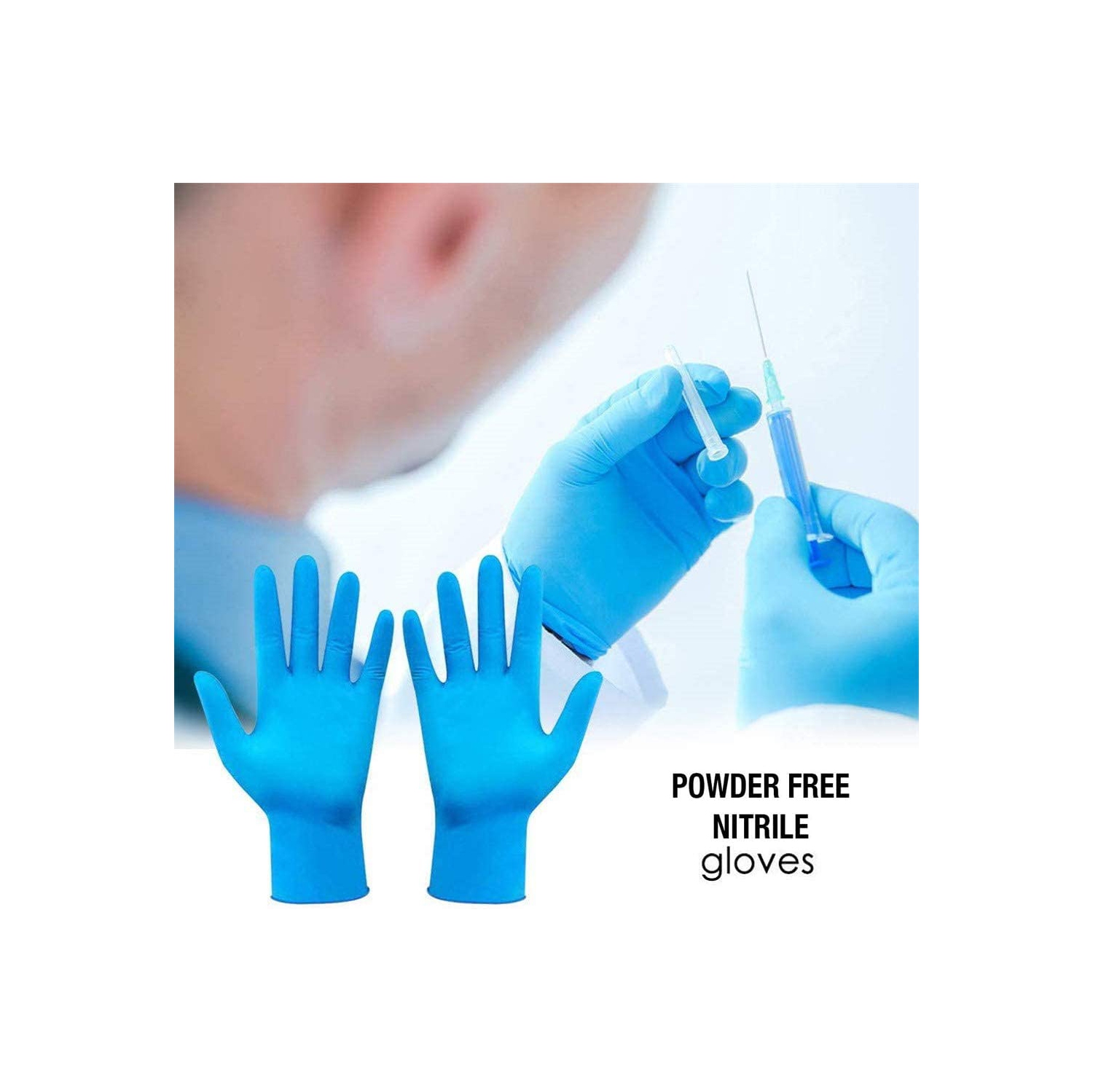 Gants jetables en nitrile, gants sans latex, gants sans poudre, gants de qualité alimentaire, 100 pièces, bleu