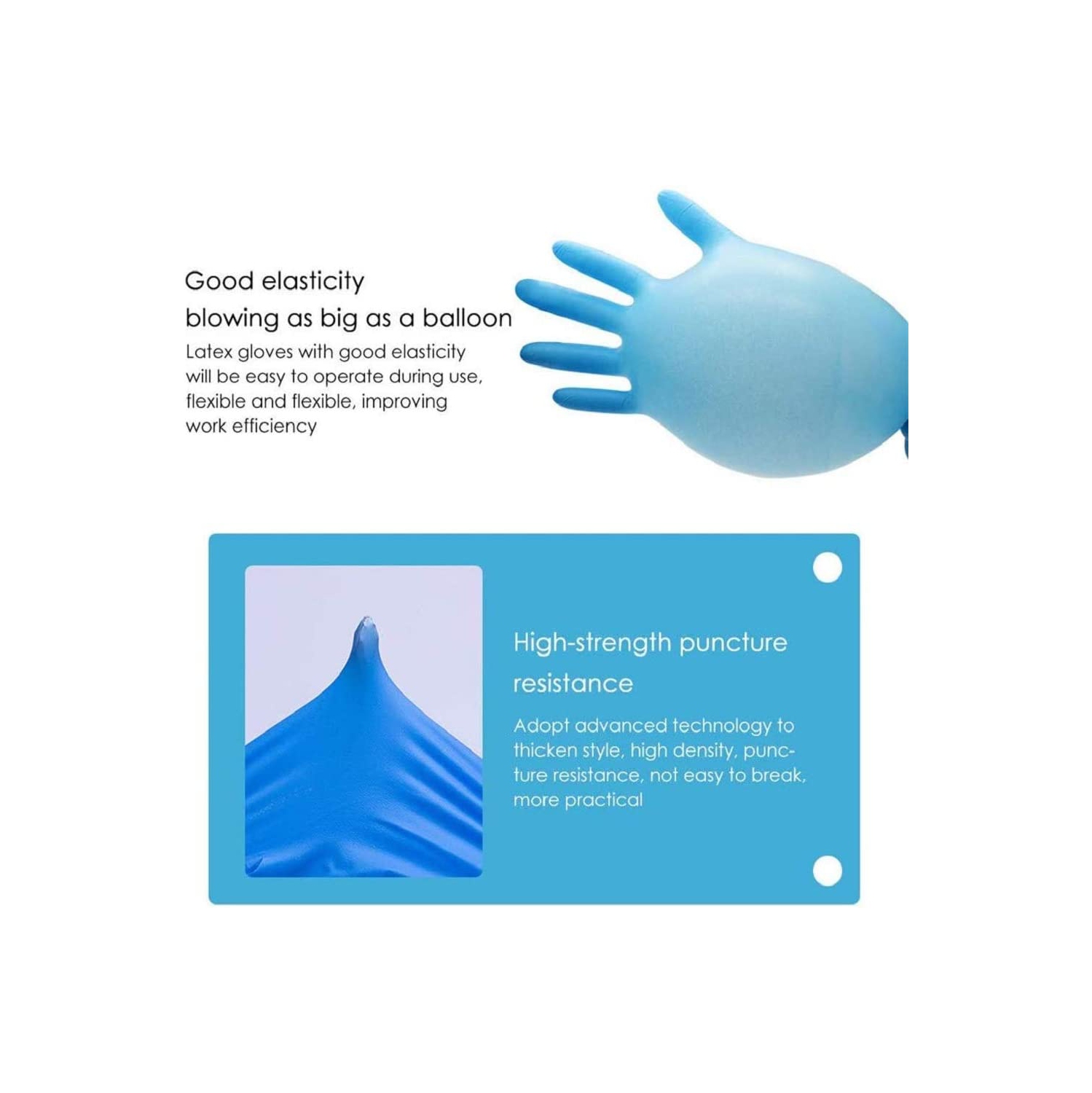 Gants jetables en nitrile, gants sans latex, gants sans poudre, gants de qualité alimentaire, 100 pièces, bleu