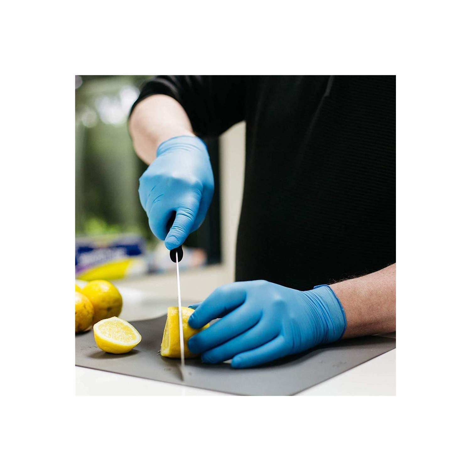 Gants jetables en nitrile, gants sans latex, gants sans poudre, gants de qualité alimentaire, 100 pièces, bleu