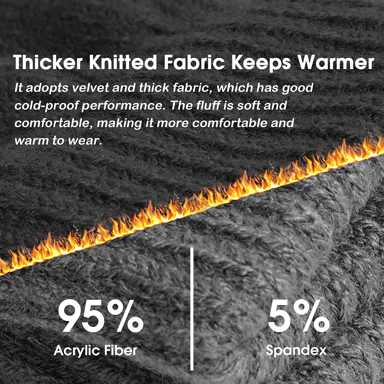 Gants d'écran Winter Touch pour hommes en tricot thermique antidérapant avec poignets élastiques en particules de silicone pour hommes