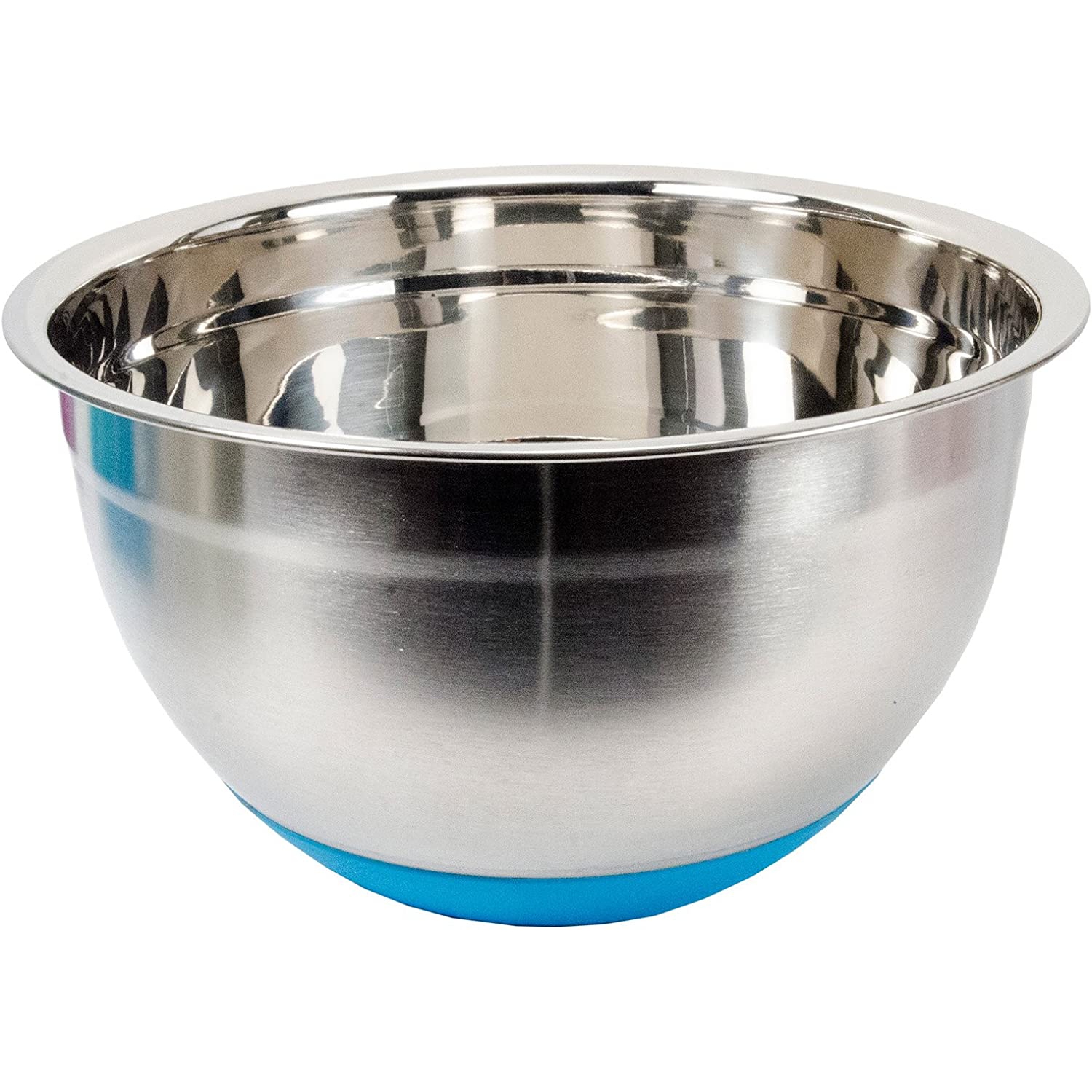Bol à mélanger gourmet en silicone antidérapant en acier inoxydable, 8.75 x 8.75 po, bleu