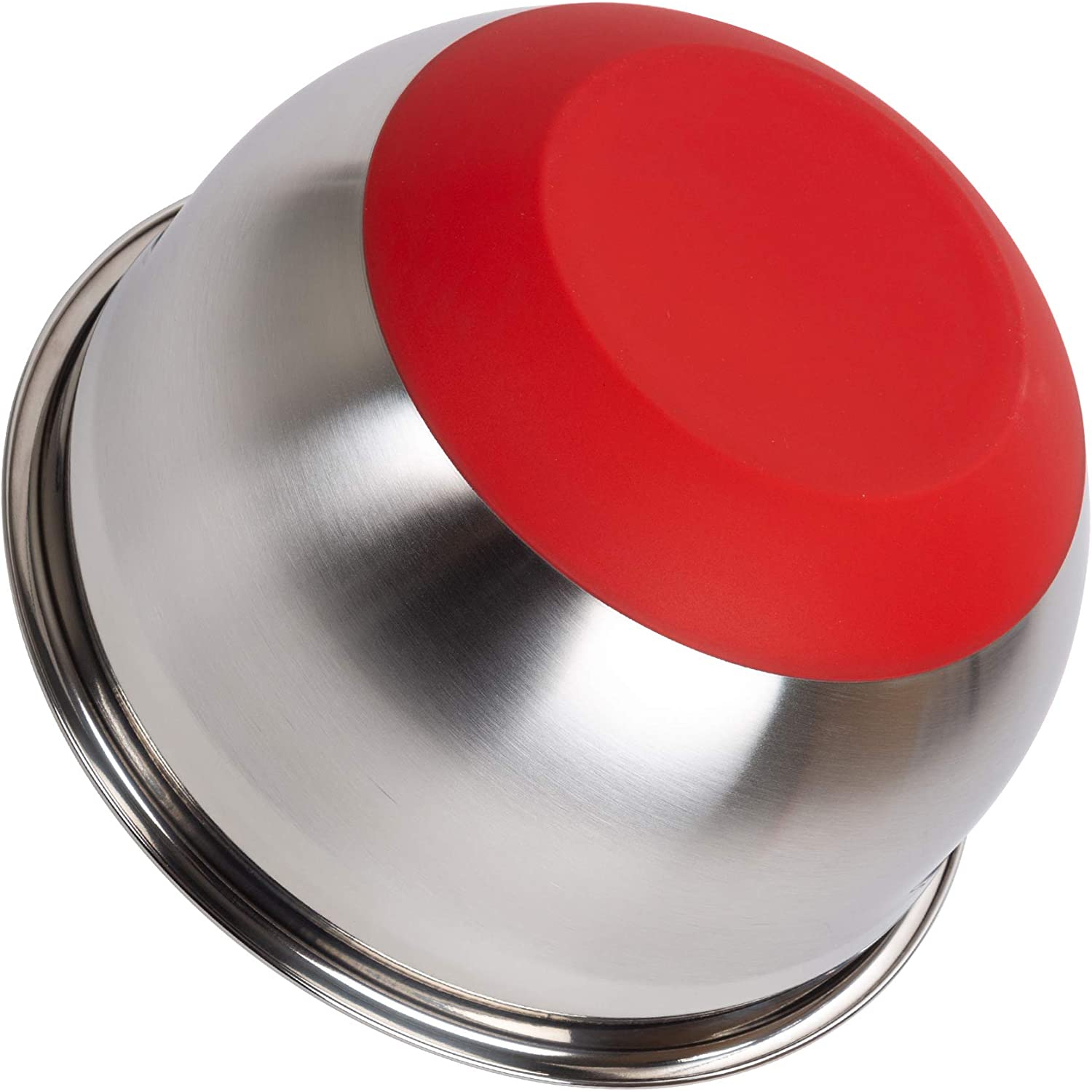 Bol à mélanger gourmet en silicone antidérapant en acier inoxydable, 10.25 x 10.25 po, rouge