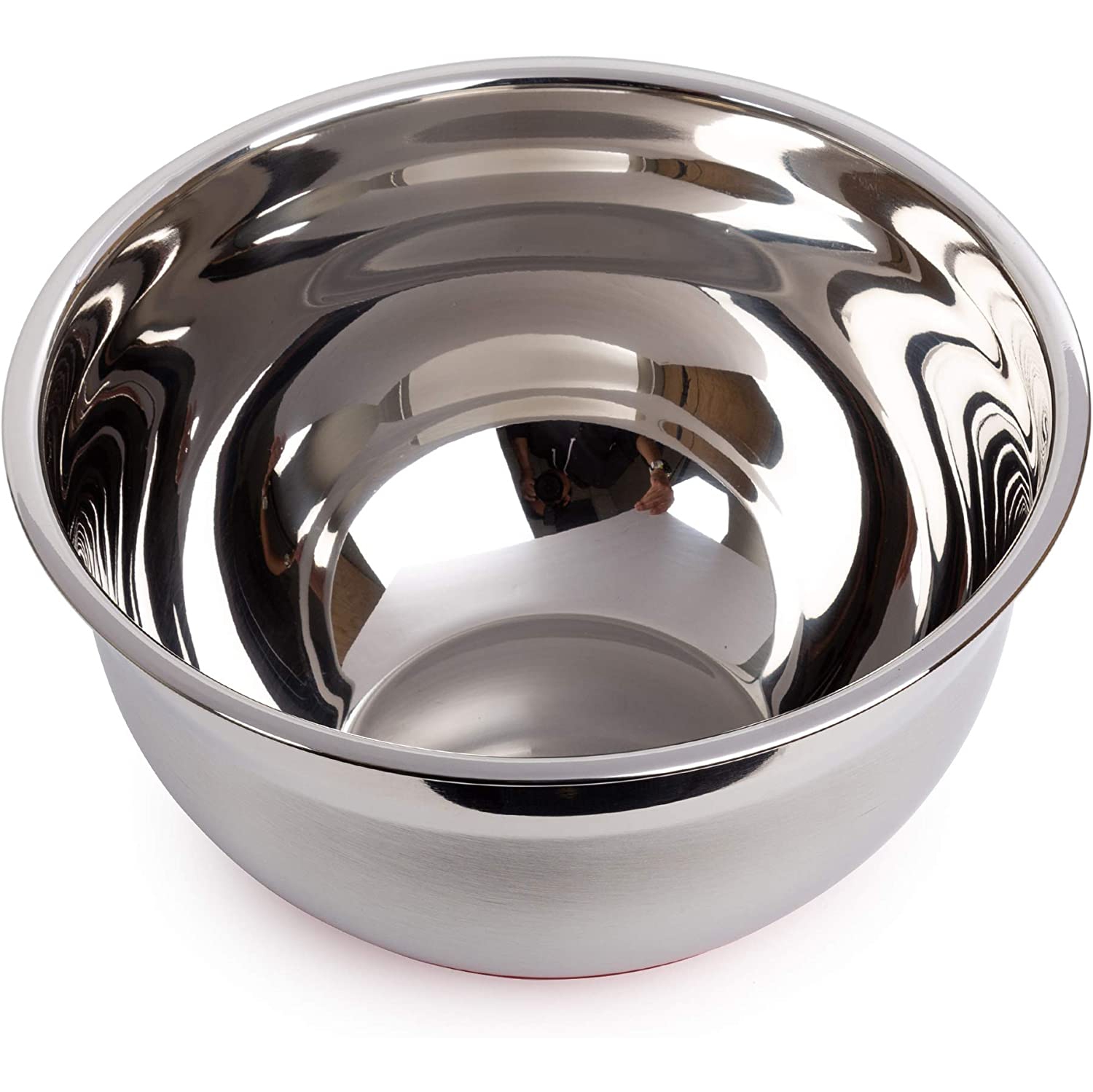 Bol à mélanger gourmet en silicone antidérapant en acier inoxydable, 10.25 x 10.25 po, rouge