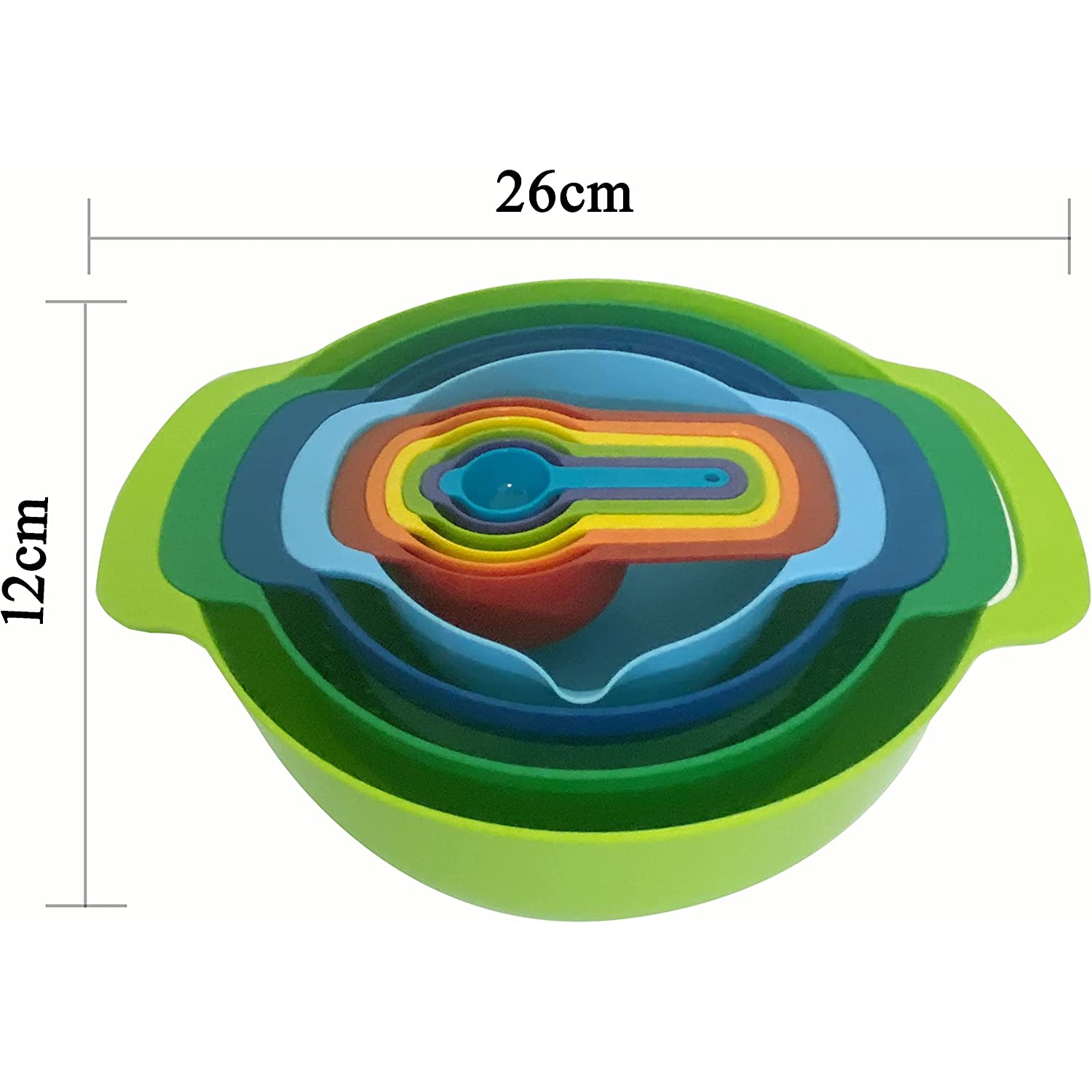 10 Piece Mixing Bowl Set ,Plastic Mixing Bowls with Lids and Attachments,Nesting Mixing Bowls with Handles Stackable