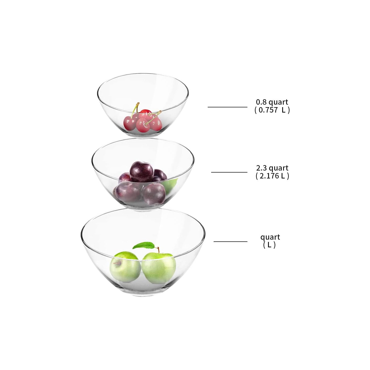 Bol à mélanger en verre, bols à salade assortis en verre borosilicaté, grands bols emboîtables pour la cuisine