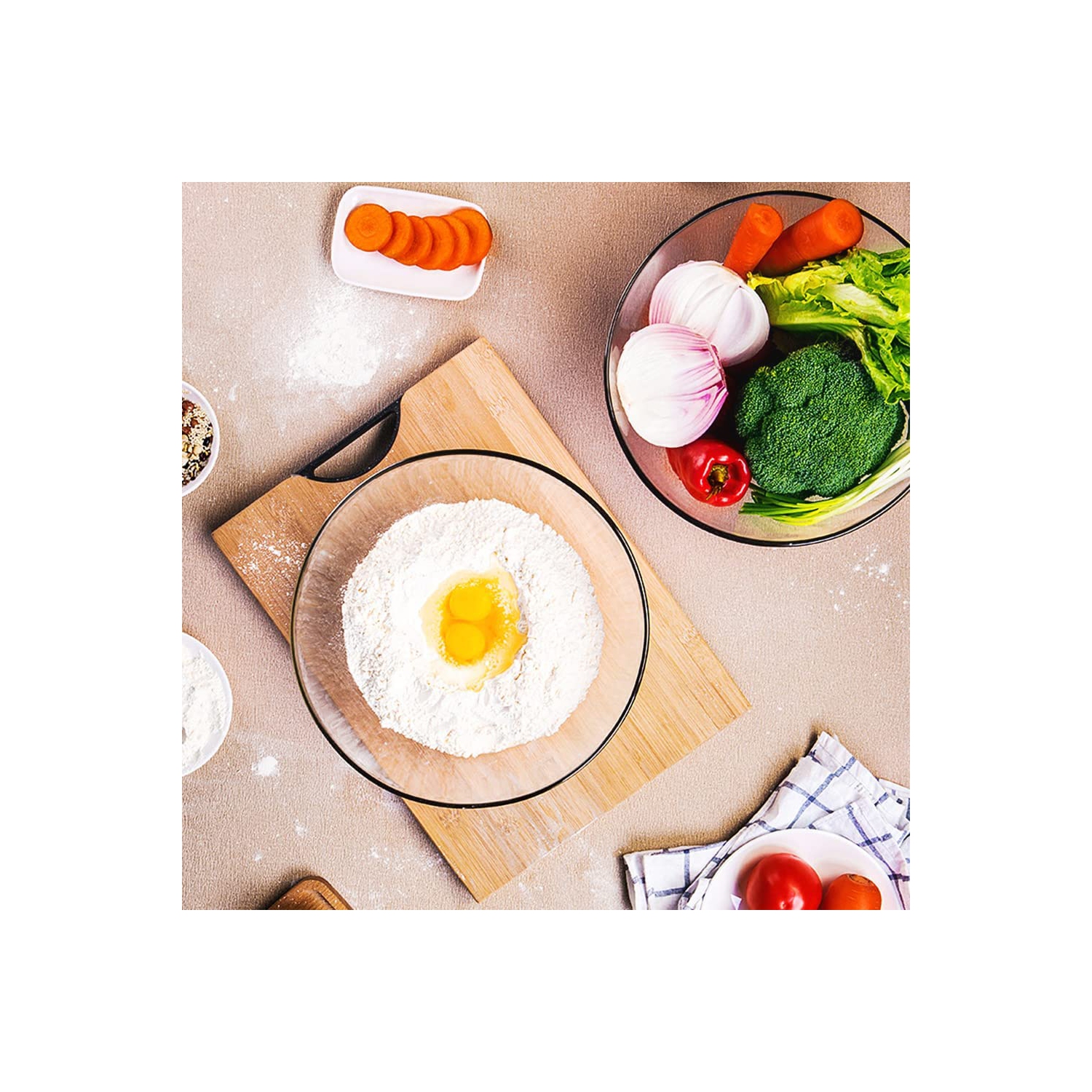 Bol à mélanger en verre, bols à salade assortis en verre borosilicaté, grands bols emboîtables pour la cuisine