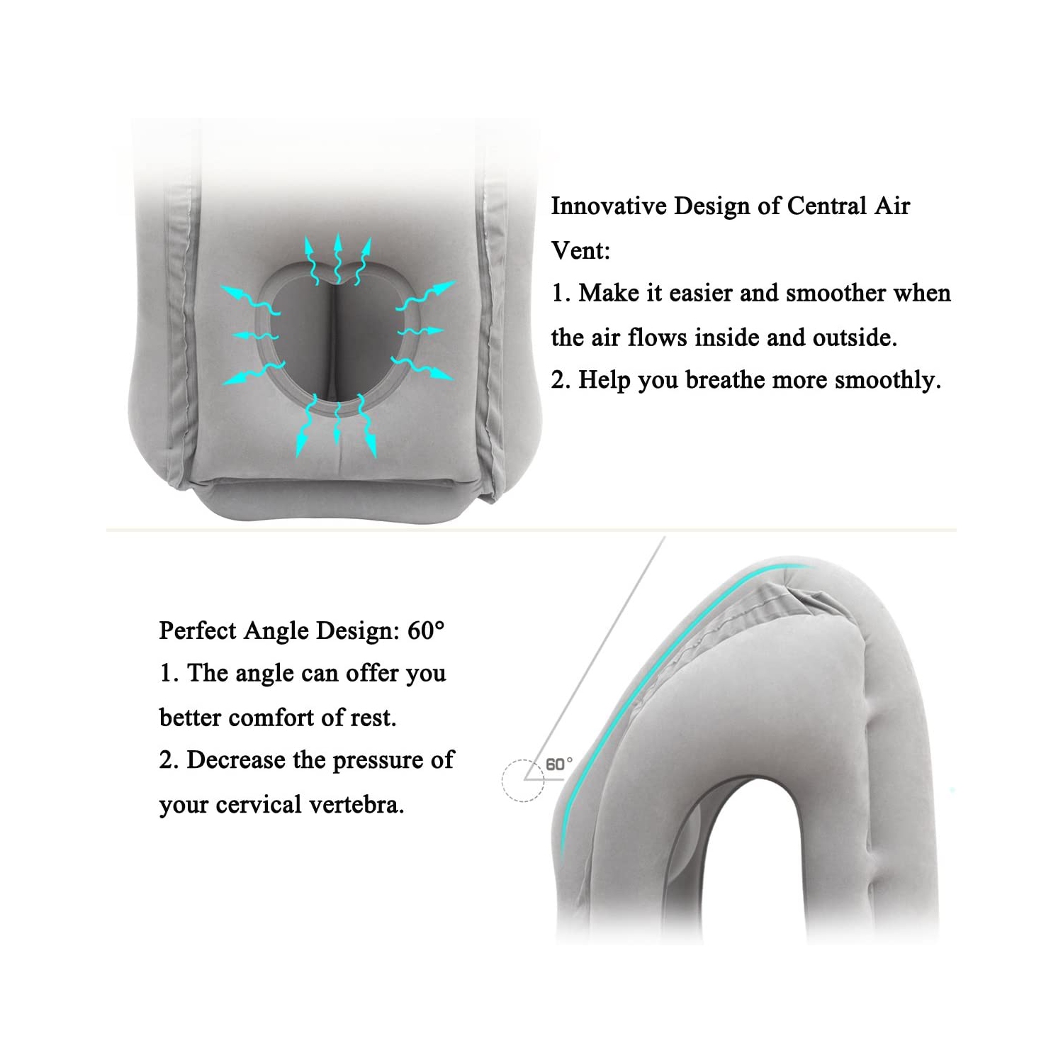 AirGoods Travel Pillow -- Multifunctional Inflatable Travel Pillows for Airplanes, Portable Office Napping Pillow