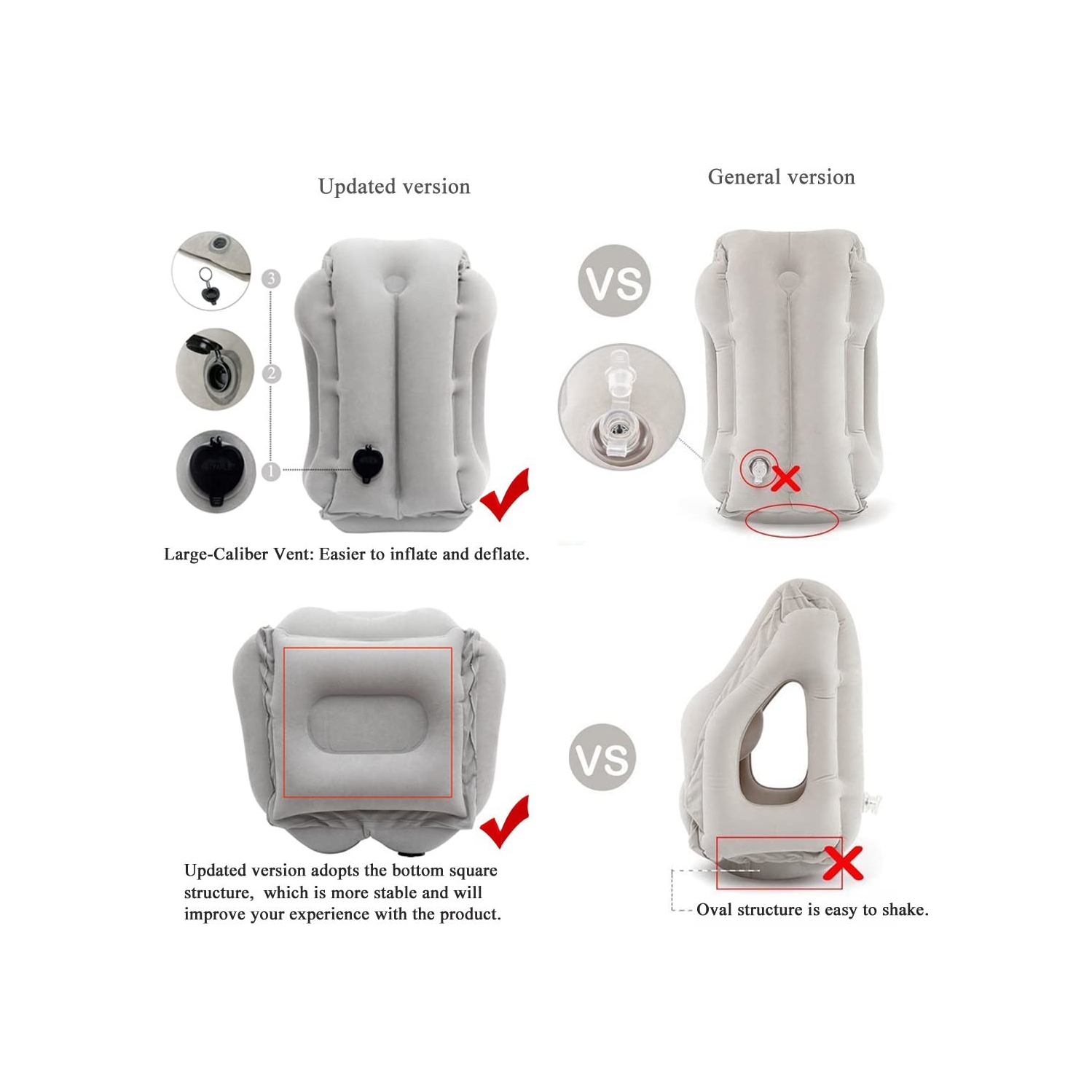 AirGoods Travel Pillow -- Multifunctional Inflatable Travel Pillows for Airplanes, Portable Office Napping Pillow