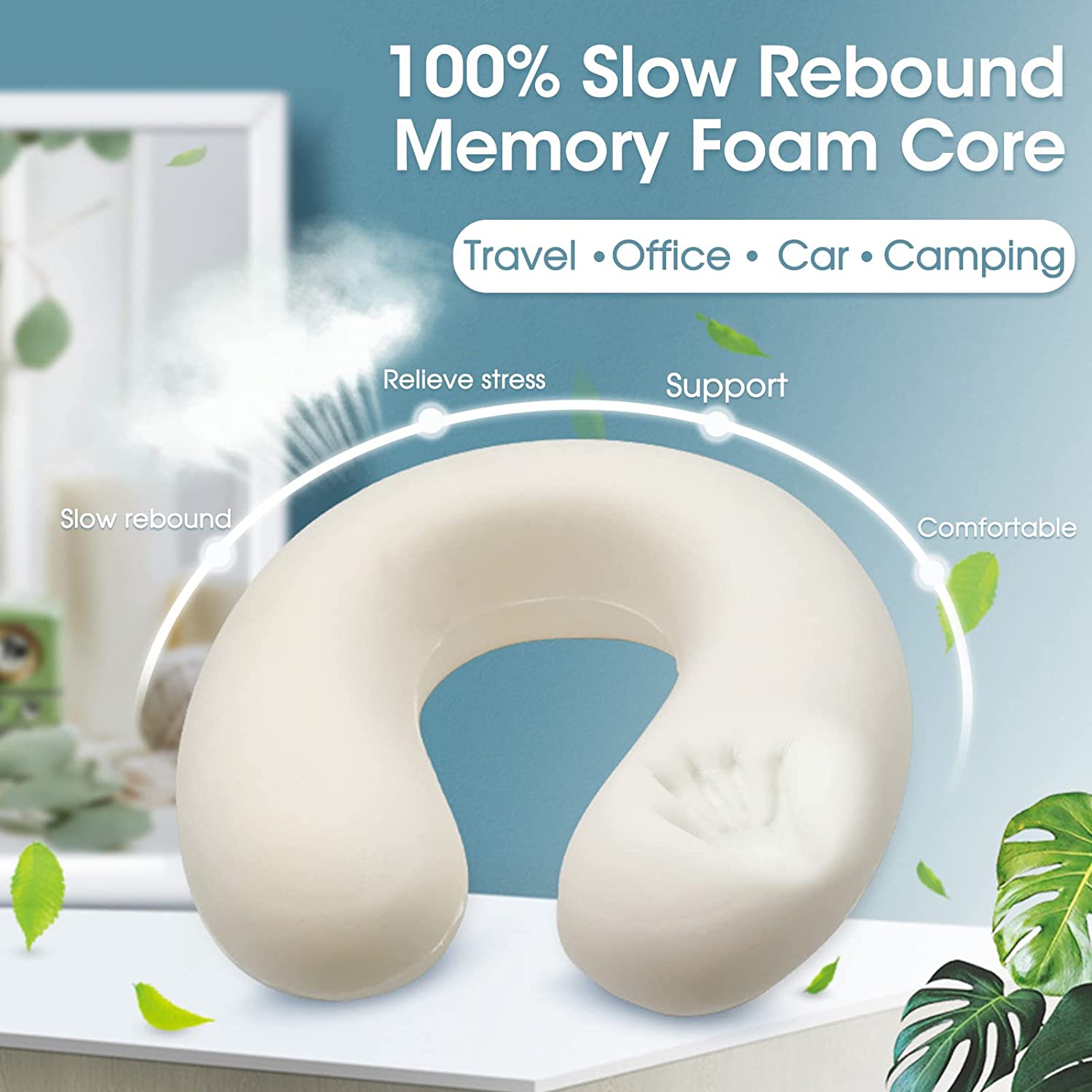 Travel Pillow - 100% Memory Foam Neck Pillow Support Pillow,360 Degree Support Neck for Plane,Head Support