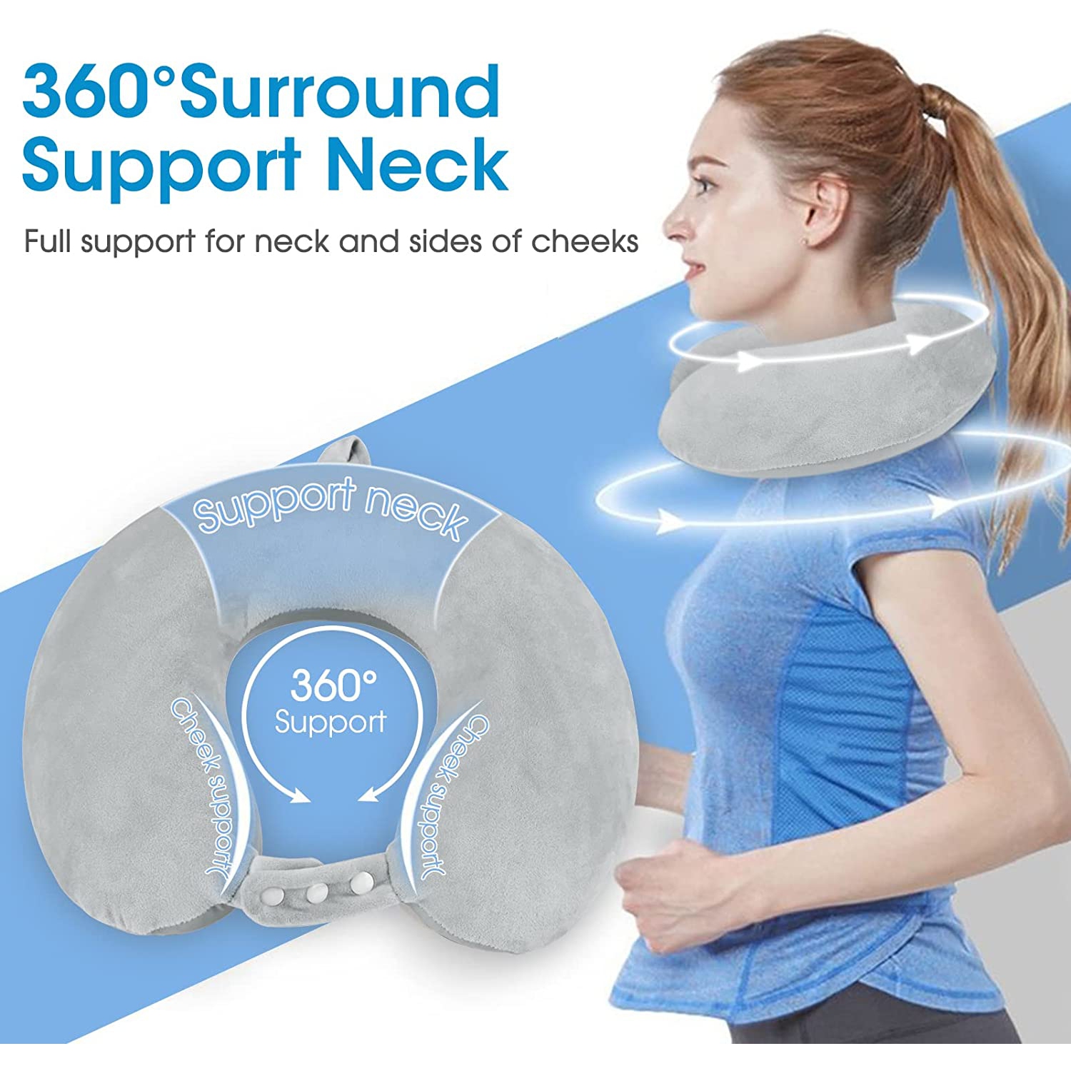 Travel Pillow - 100% Memory Foam Neck Pillow Support Pillow,360 Degree Support Neck for Plane,Head Support