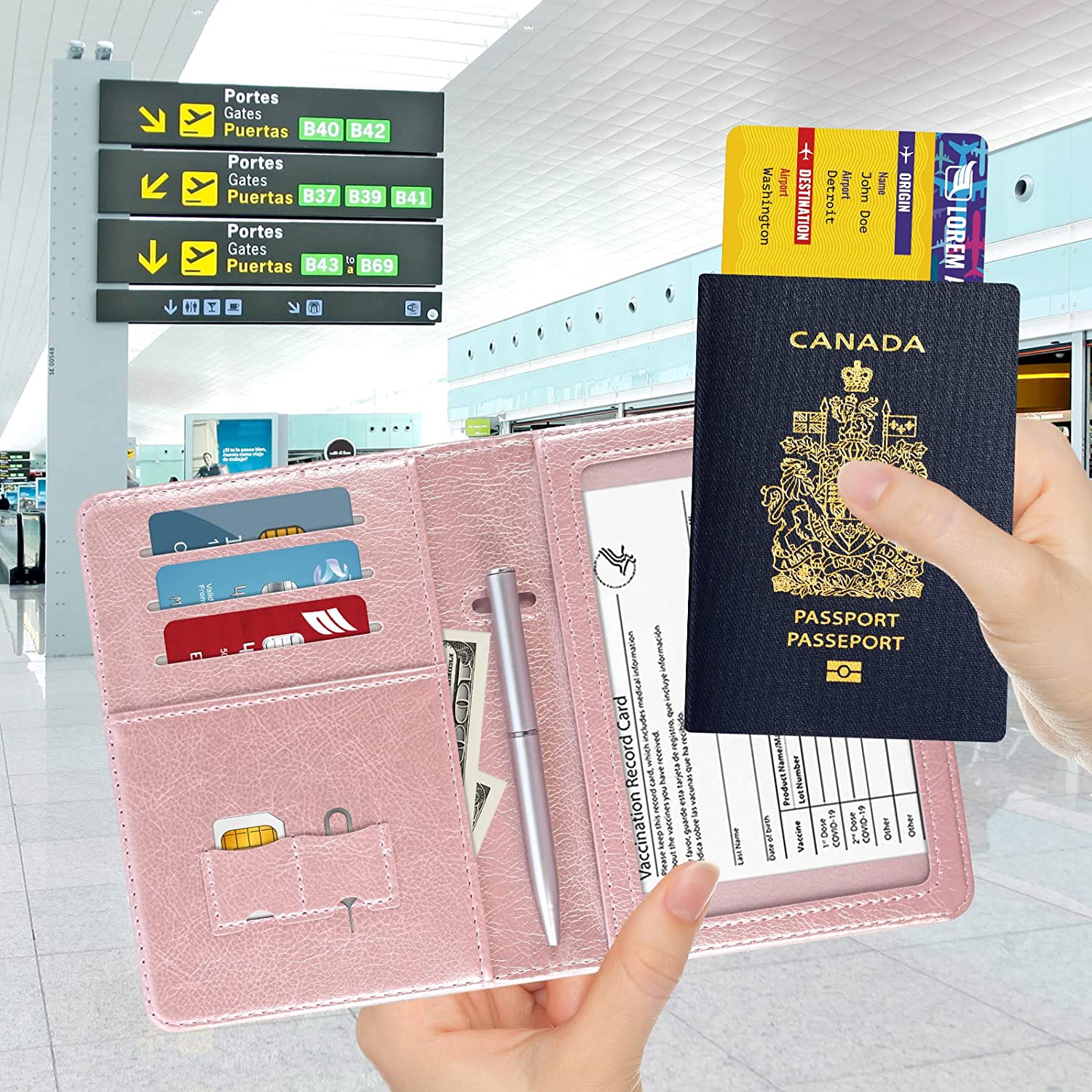 Passport Holder Premium PU Leather Travel Passport Wallet RFID Blocking Passport Cover Case Travel Documents