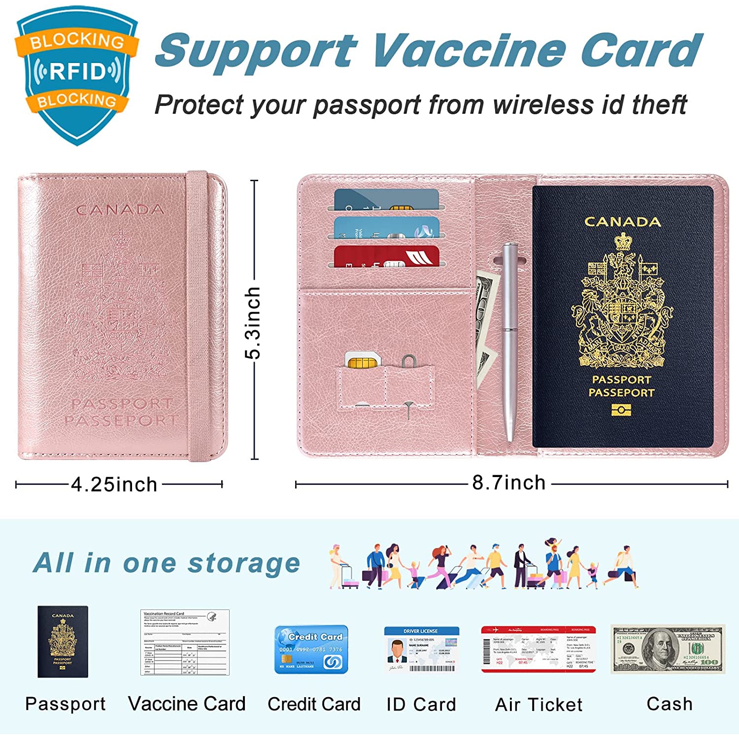 Passport Holder Premium PU Leather Travel Passport Wallet RFID Blocking Passport Cover Case Travel Documents