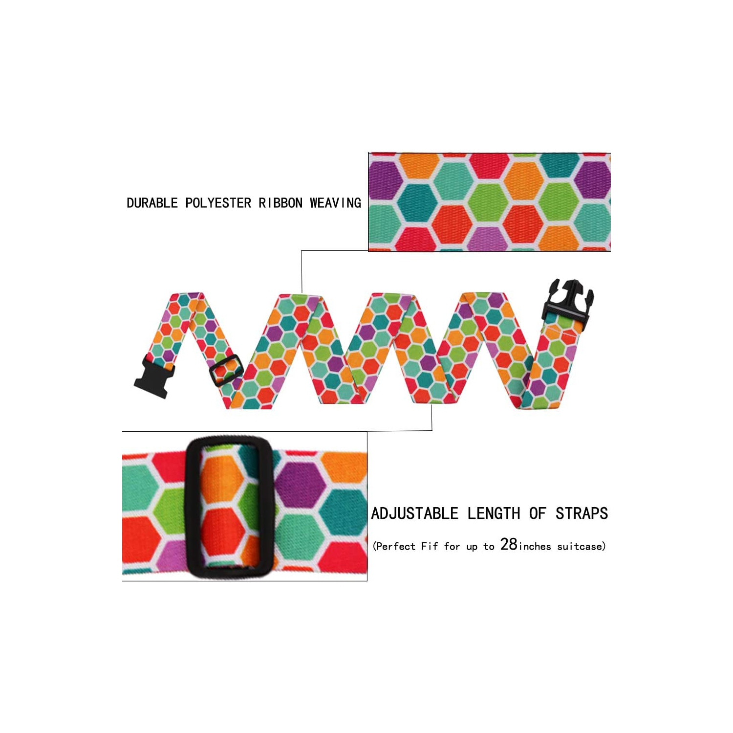 Sangle de valise de voyage ajustable, accessoires de voyage, 1.96 po de largeur x 6.23 pi de longueur
