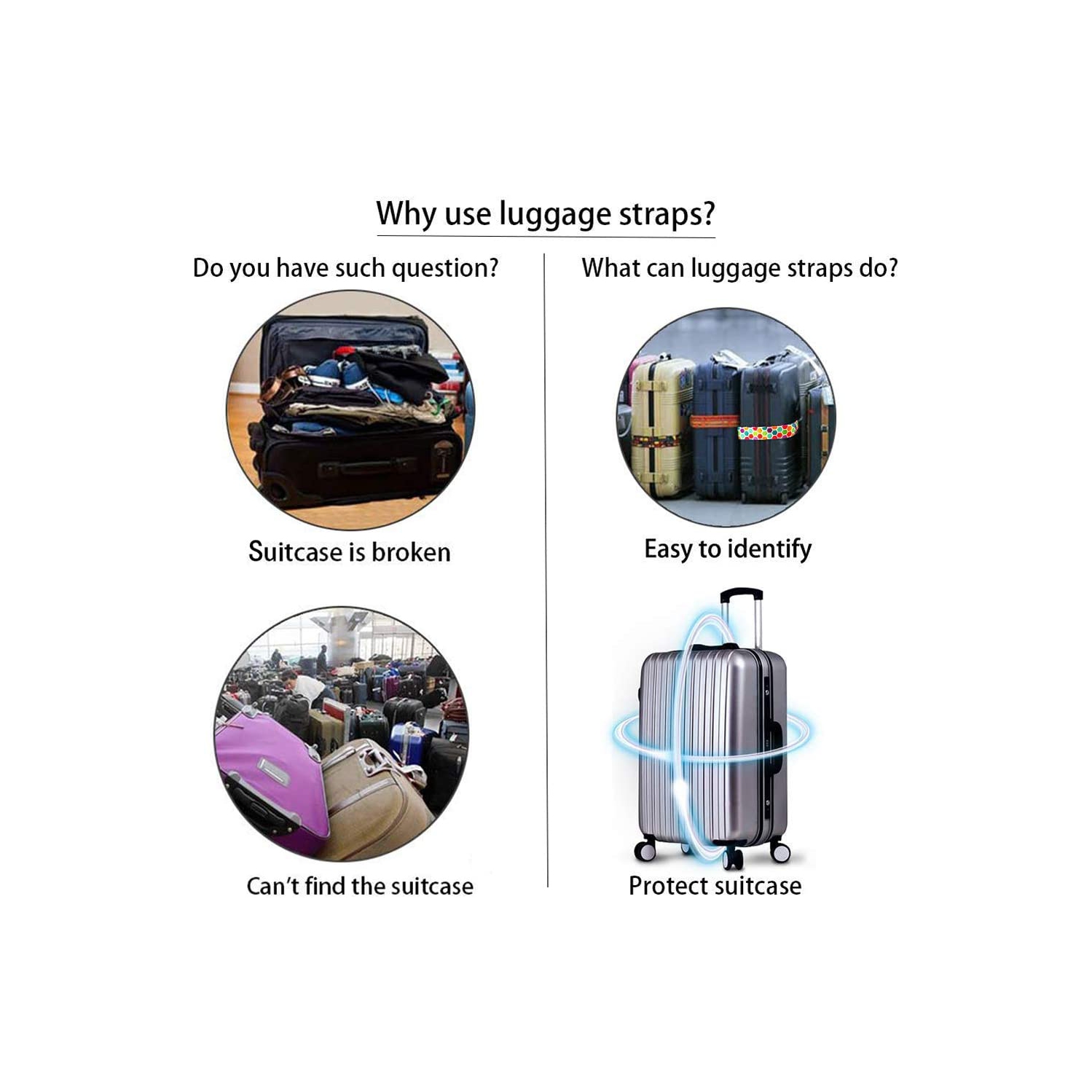 Sangle de valise de voyage ajustable, accessoires de voyage, 1.96 po de largeur x 6.23 pi de longueur