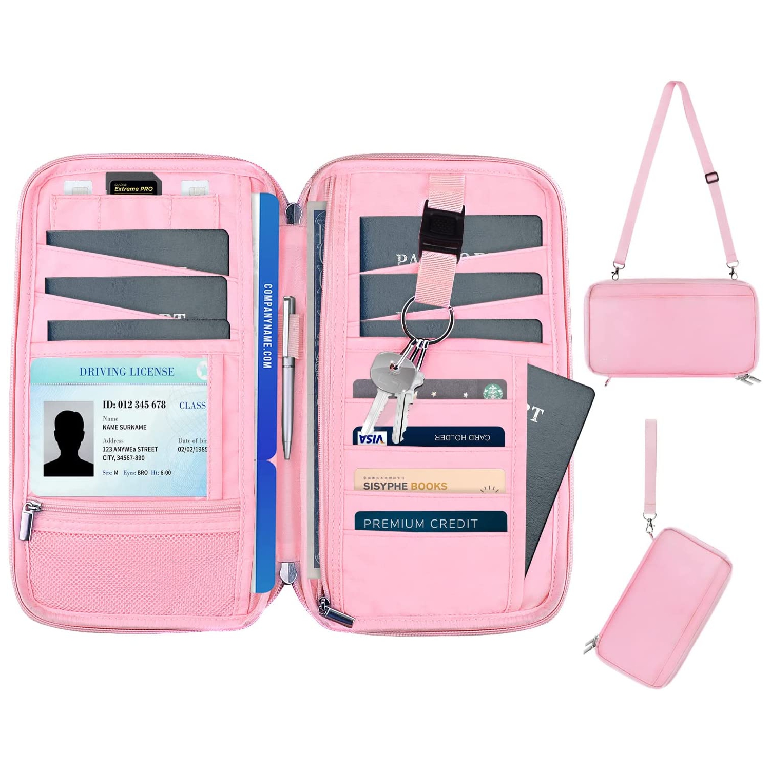 Porte-passeport et portefeuille de voyage pour la famille, portefeuille pour passeport familial à blocage RFID à fermeture à glissière