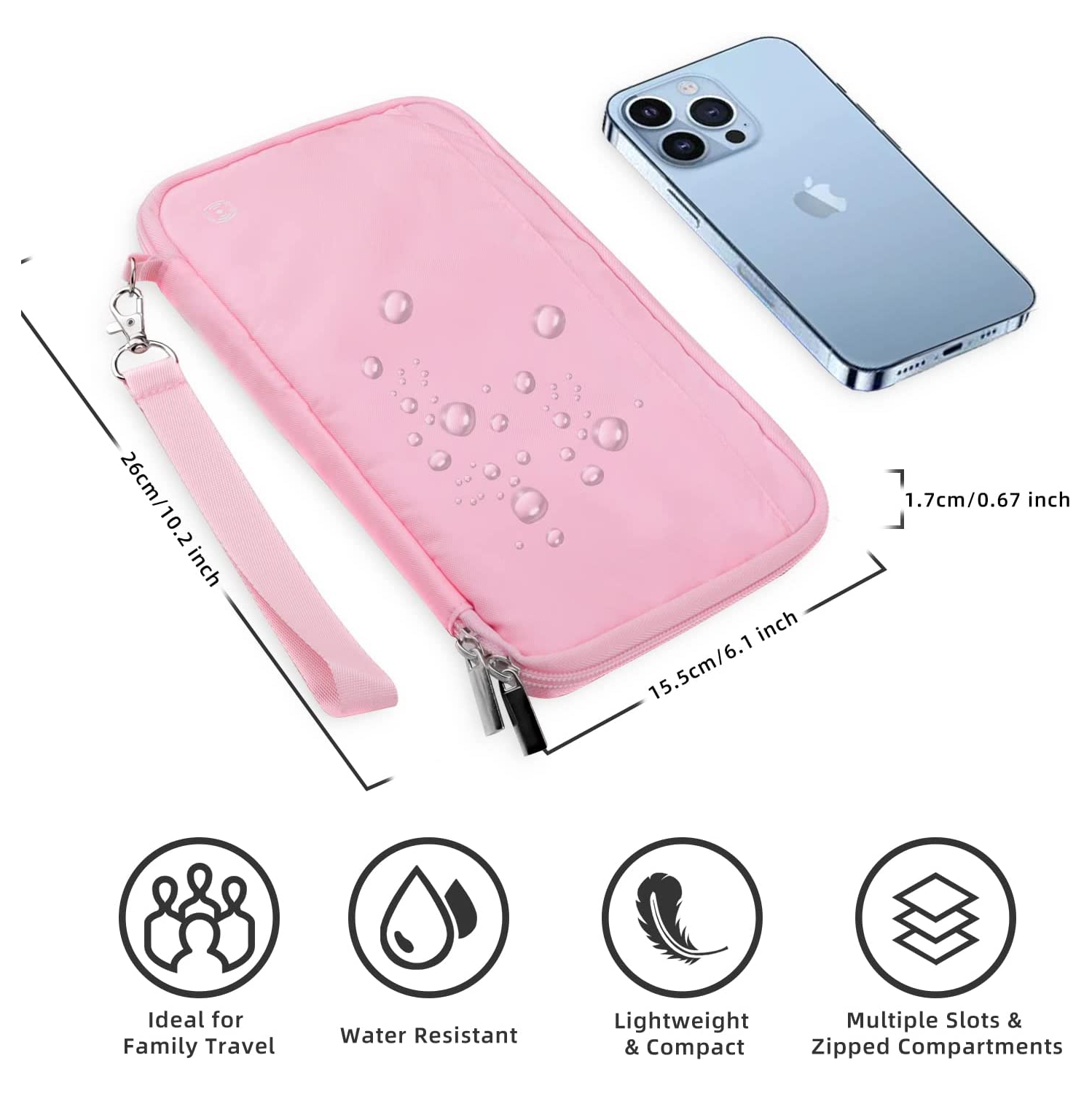 Porte-passeport et portefeuille de voyage pour la famille, portefeuille pour passeport familial à blocage RFID à fermeture à glissière