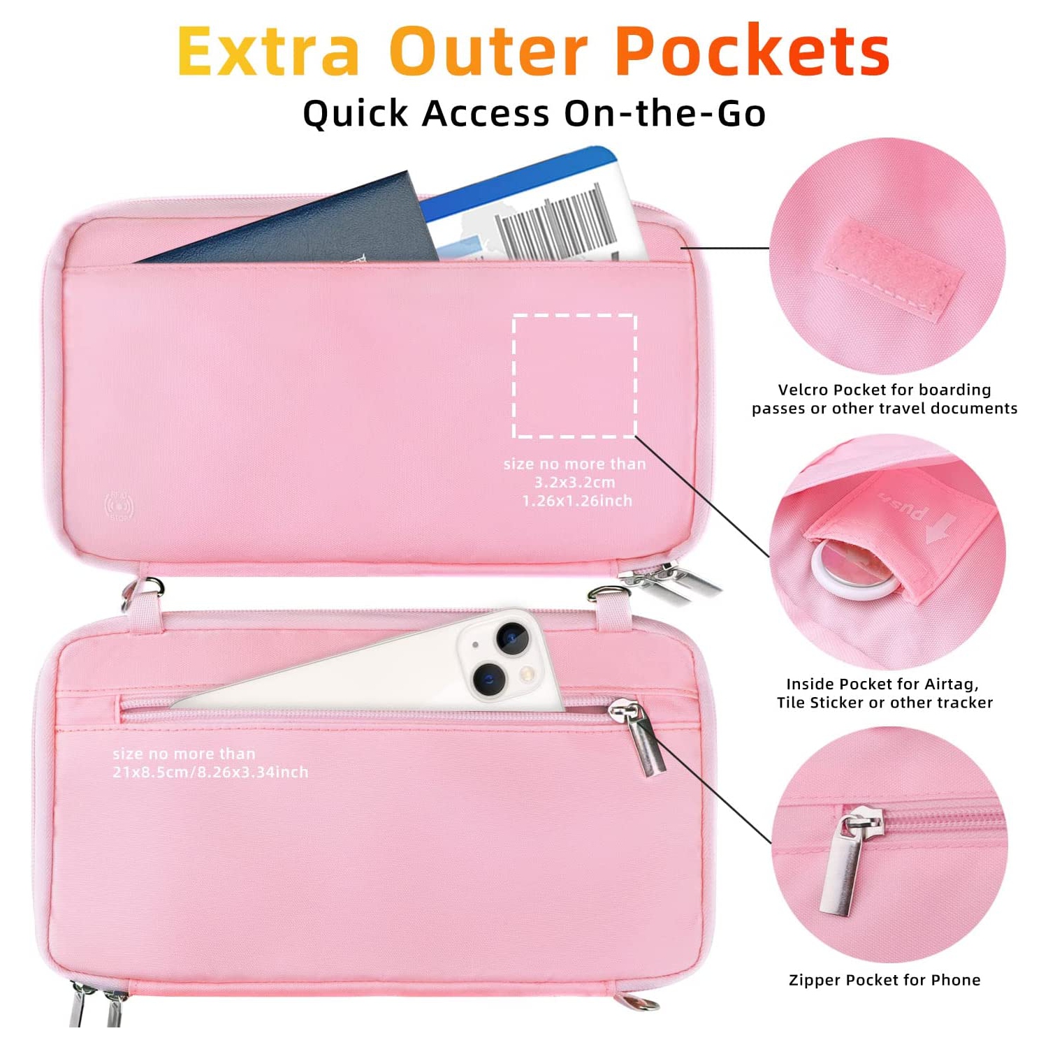 Porte-passeport et portefeuille de voyage pour la famille, portefeuille pour passeport familial à blocage RFID à fermeture à glissière