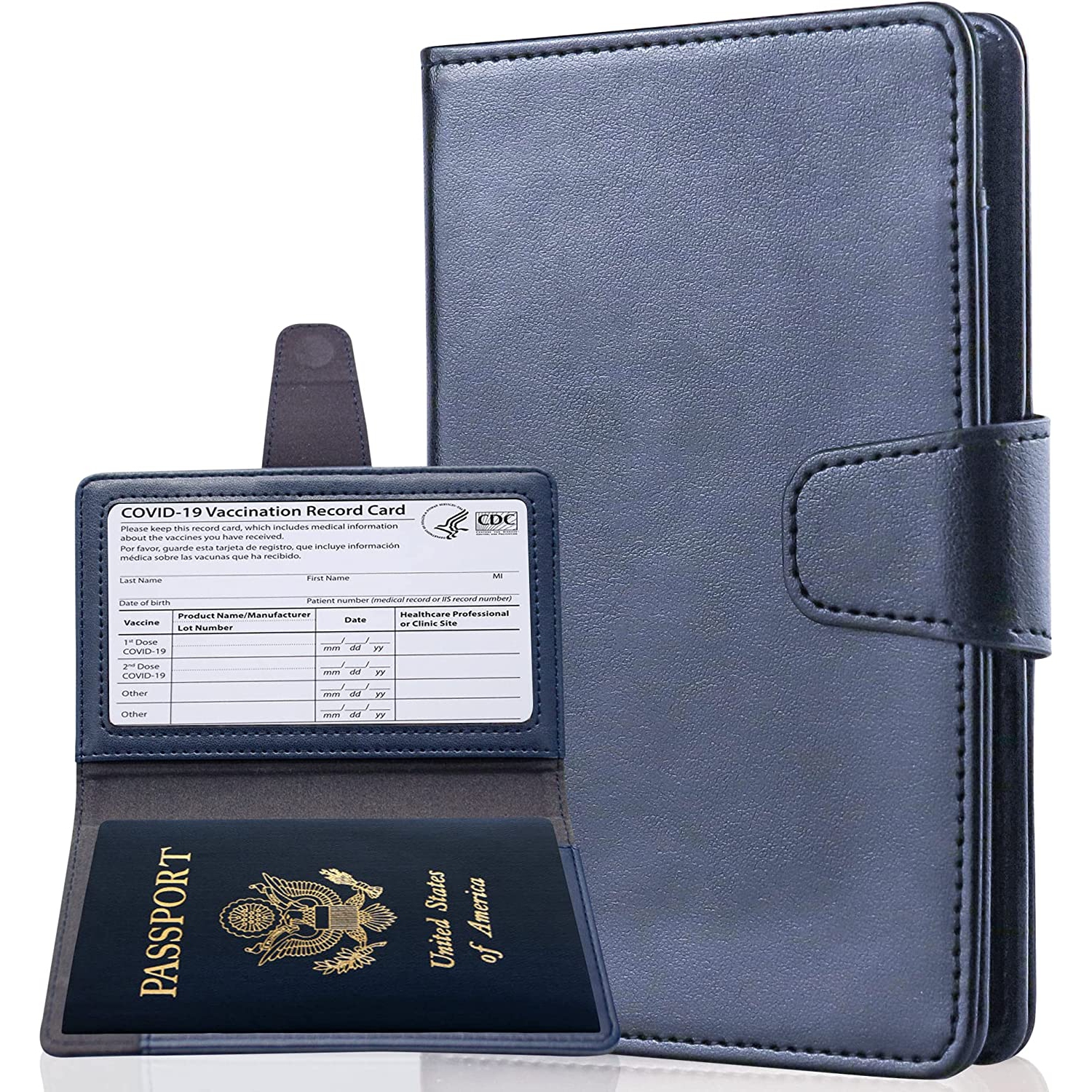 Passport Holder Cover Case Minimalist RFID Blocking Travel Passport Wallet Document Organizer-Blue