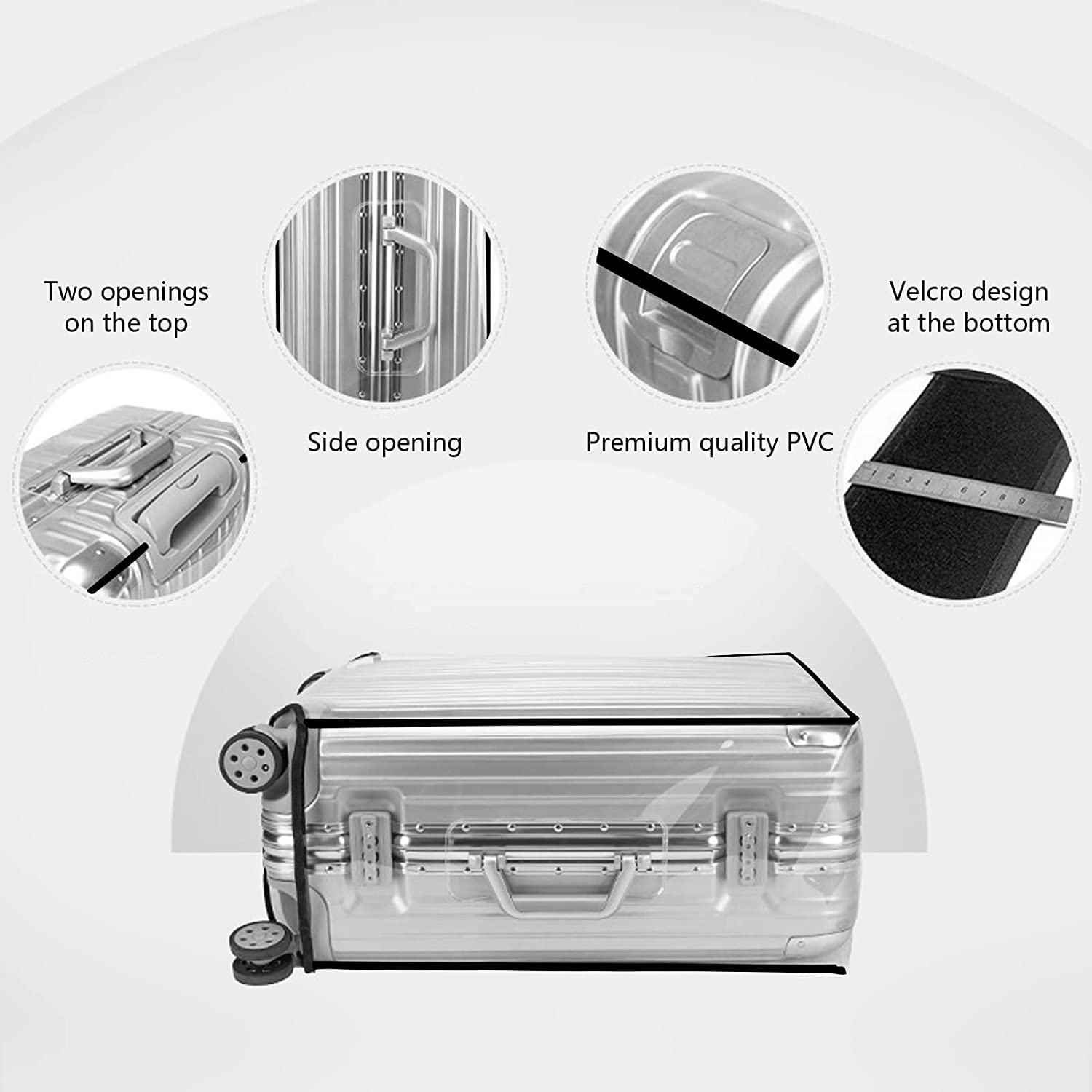 3 housses de valise étanches en PVC transparent, une housse de valise transparente pour les voyages, une housse de valise