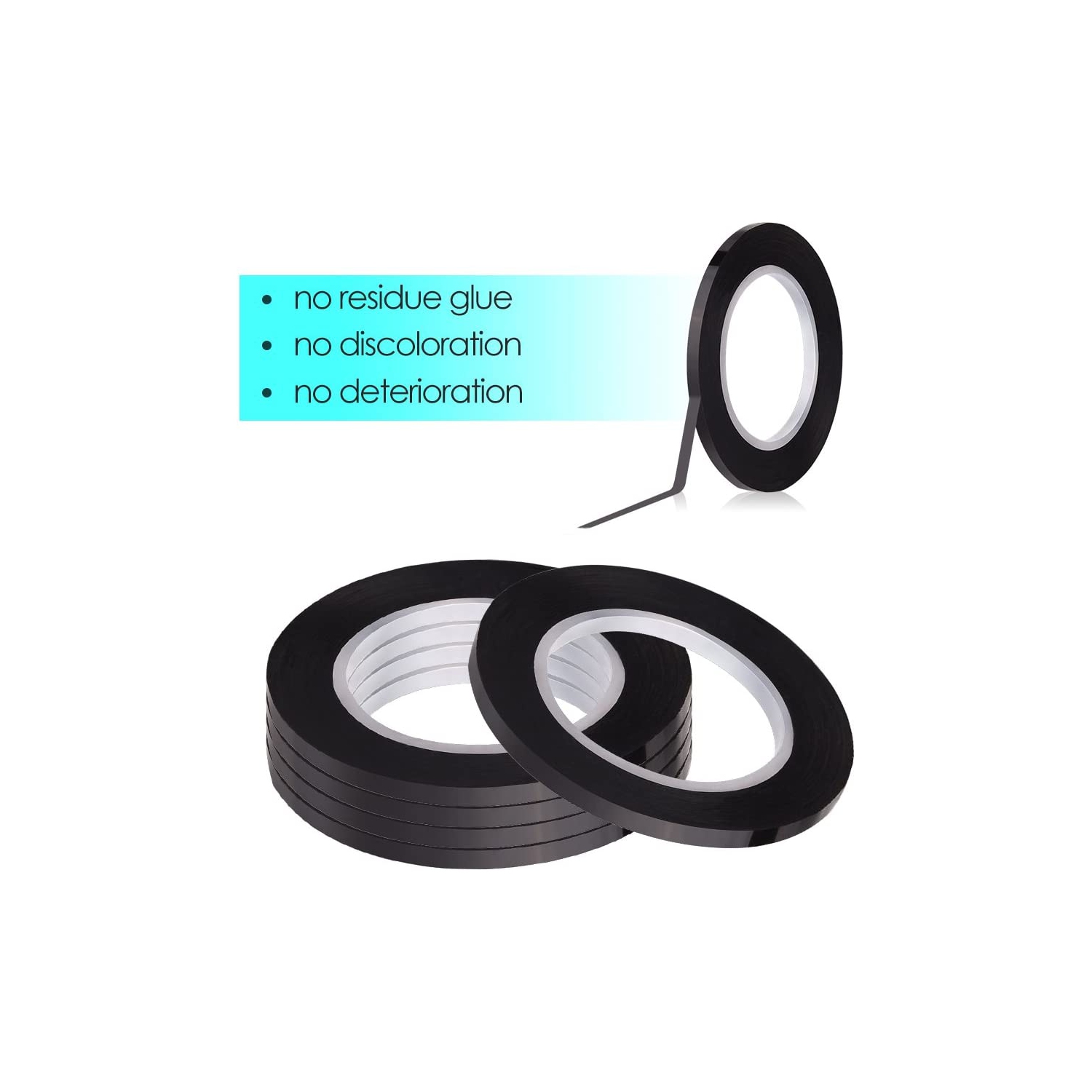 5 pièces de ruban adhésif noir pour tableau blanc autocollant pour tableau blanc Ruban adhésif pour bande graphique pour l’école de bureau 3 mm