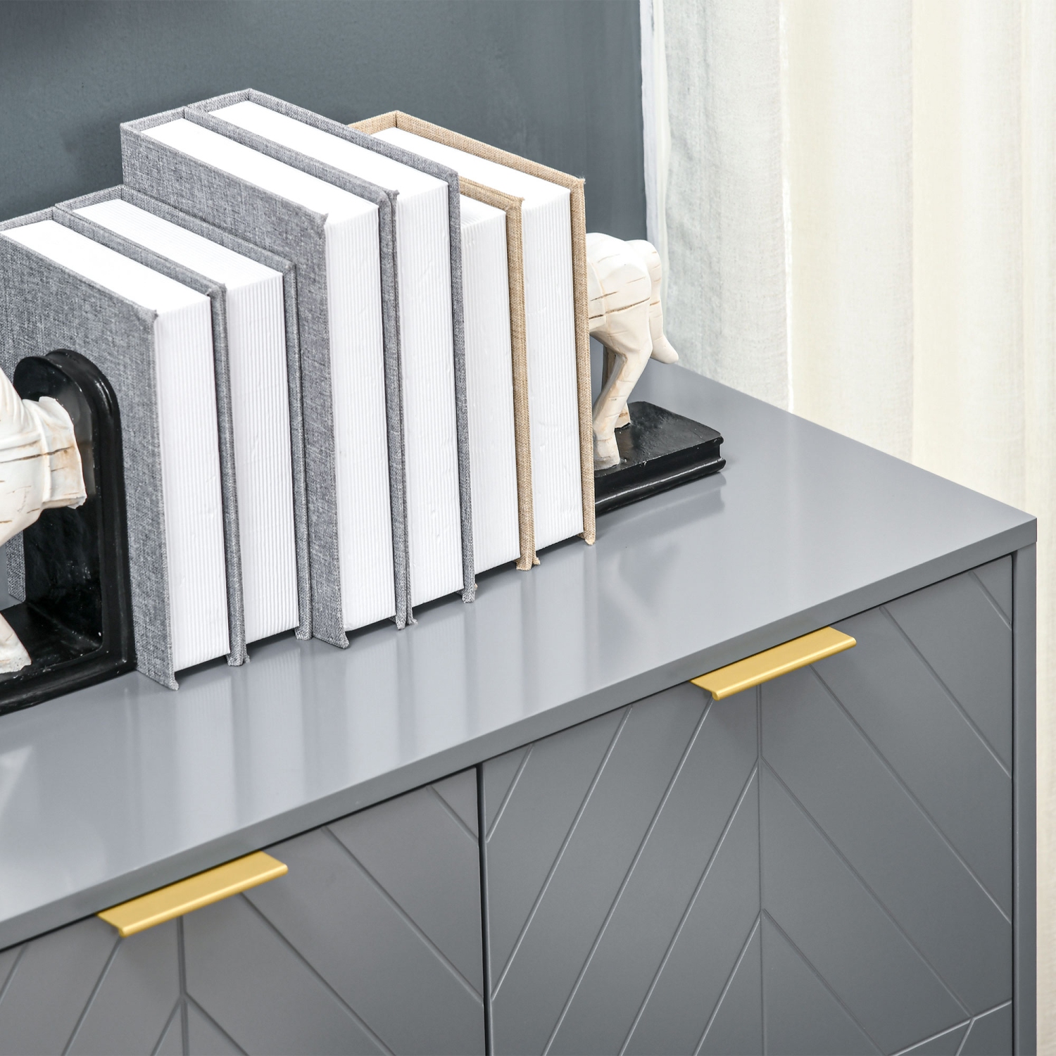 HOMCOM – Buffet de 47&nbsp;po avec rangement, bar à café contemporain avec tablettes ajustables et pattes en métal, armoire de rangement de cuisine à