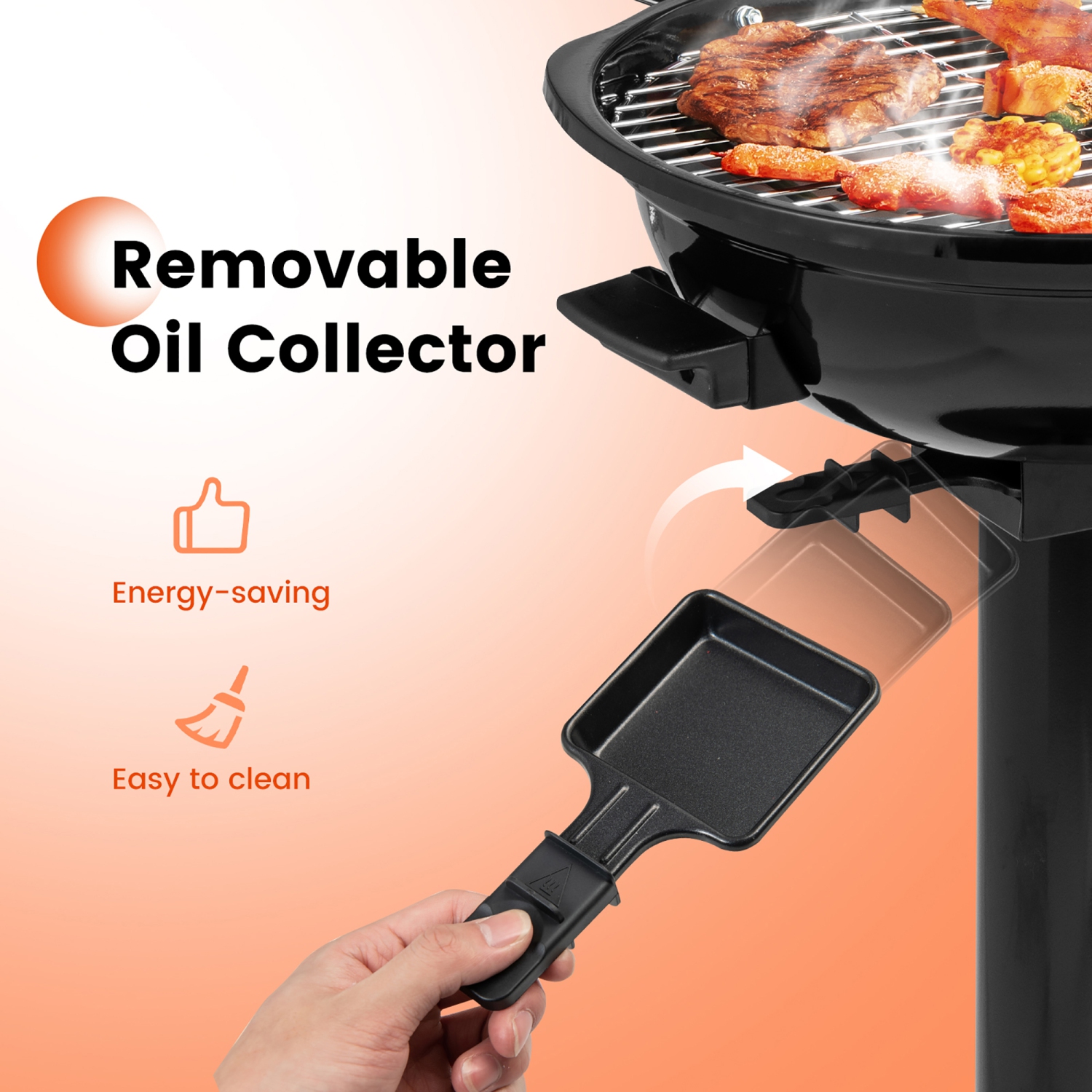 Costway 1600W Electric BBQ Grill with Warming Rack, Temperature Control & Grease Collector