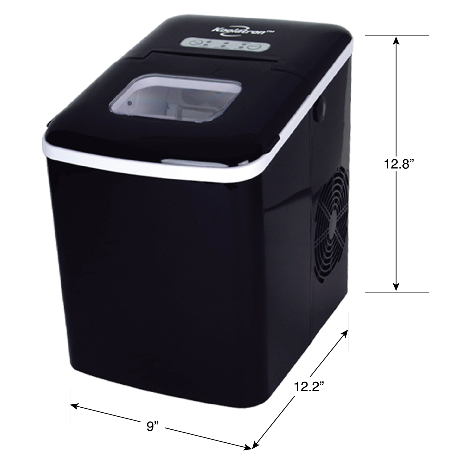 Koolatron Portable Automatic Ice Maker, 1.85L, Black, Sm or Lg Ice in 7 Min, Self-Cleaning