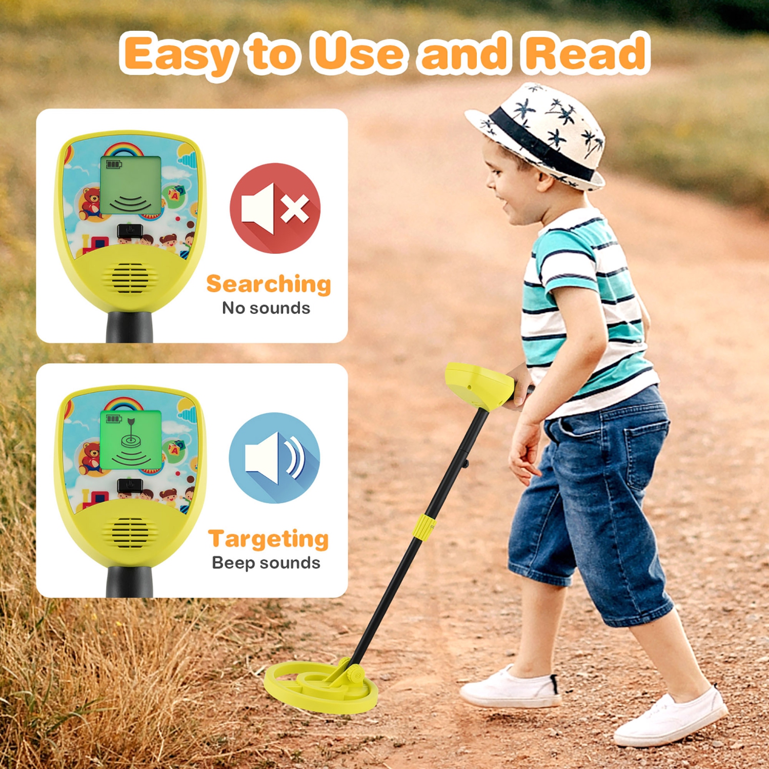 Gymax Metal Detector for Kids Waterproof Kids Metal Detector w/ Waterproof Search Coil
