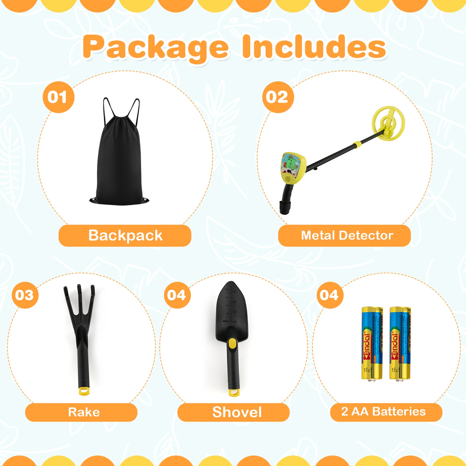 Gymax Metal Detector for Kids Waterproof Kids Metal Detector w/ Waterproof Search Coil