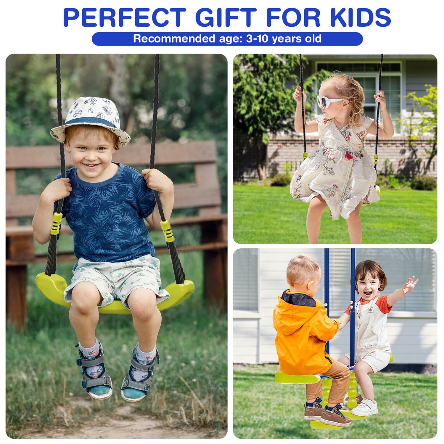 Gymax 440 lbs Swing Set 2-in-1 Kids Swing Stand w/ Two Swings & One Glider for Backyard