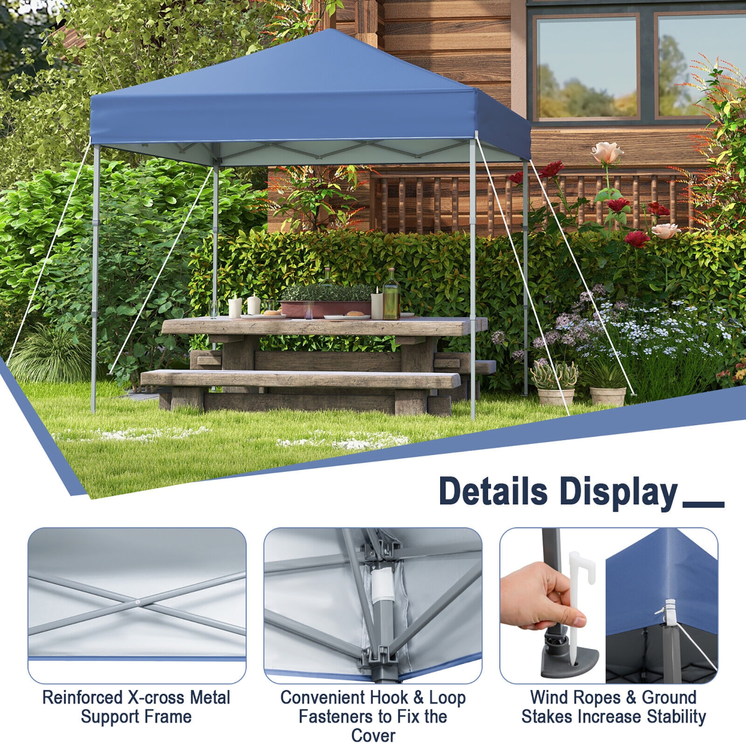 Gymax Patio 6.6 x 6.6ft Outdoor Pop-up Canopy Tent UPF 50+ Portable Sun Shelter