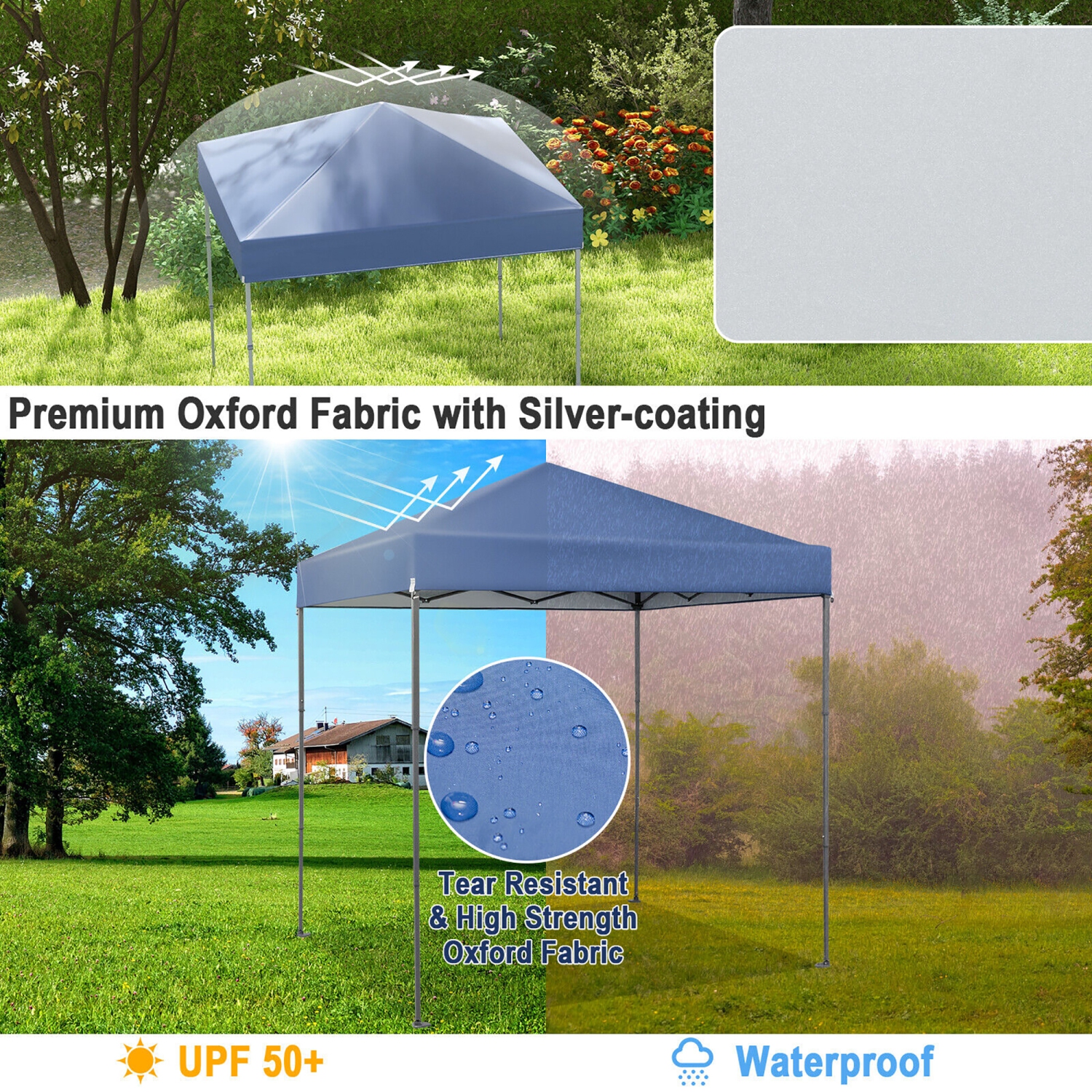 Gymax Patio 6.6 x 6.6ft Outdoor Pop-up Canopy Tent UPF 50+ Portable Sun Shelter