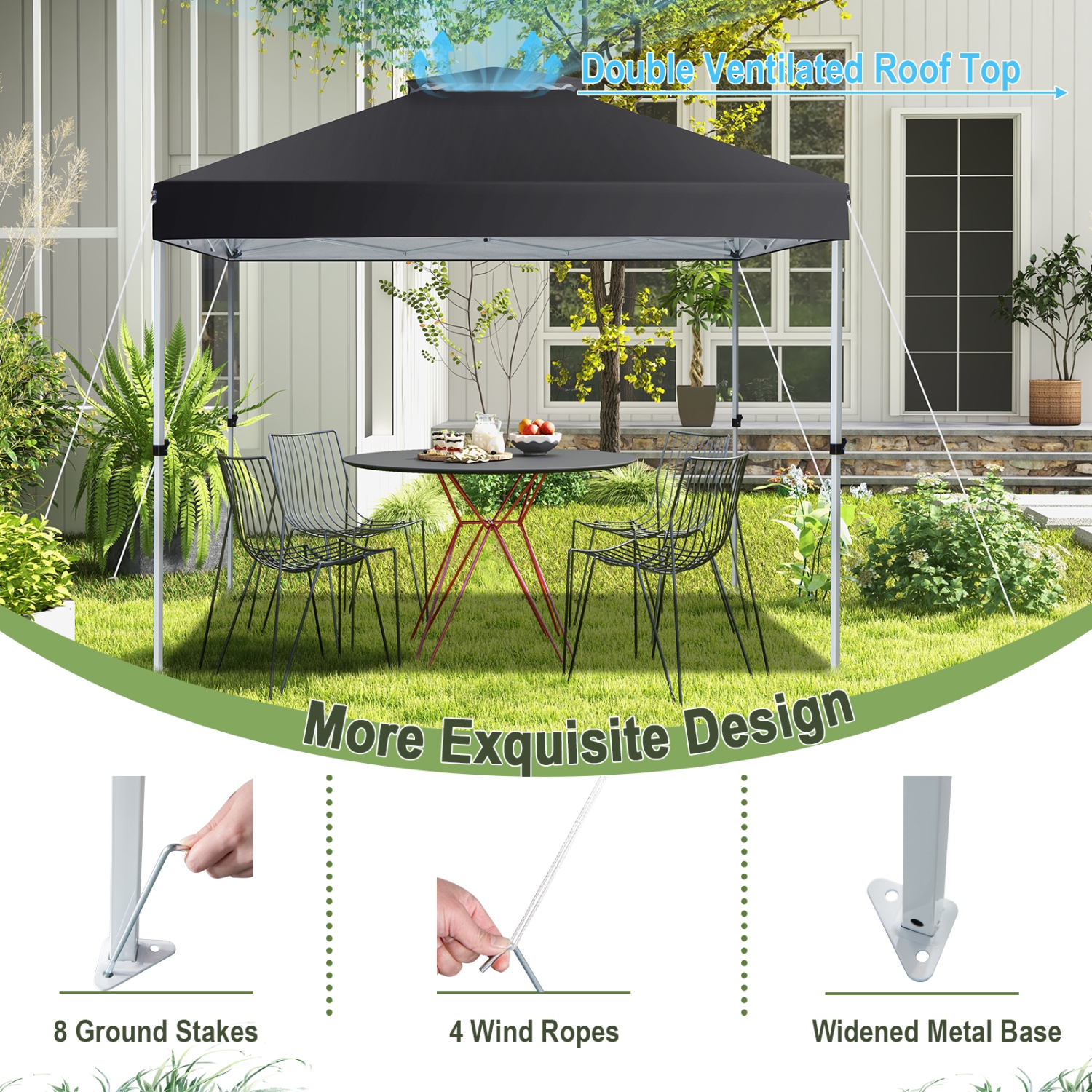 Gymax 2-Tier 10' x 10' Pop-up Canopy Tent Instant Gazebo Adjustable Carry Bag w/ Wheel