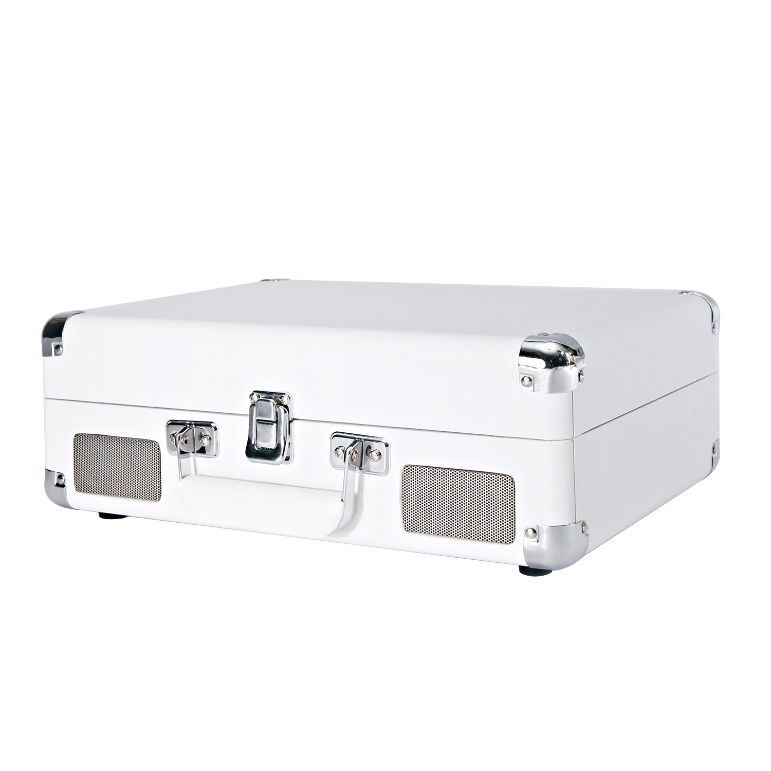 Tourne-disque Bluetooth rétro Curiosity d’ArkRocket avec 3 vitesses et haut-parleurs intégrés - Blanc