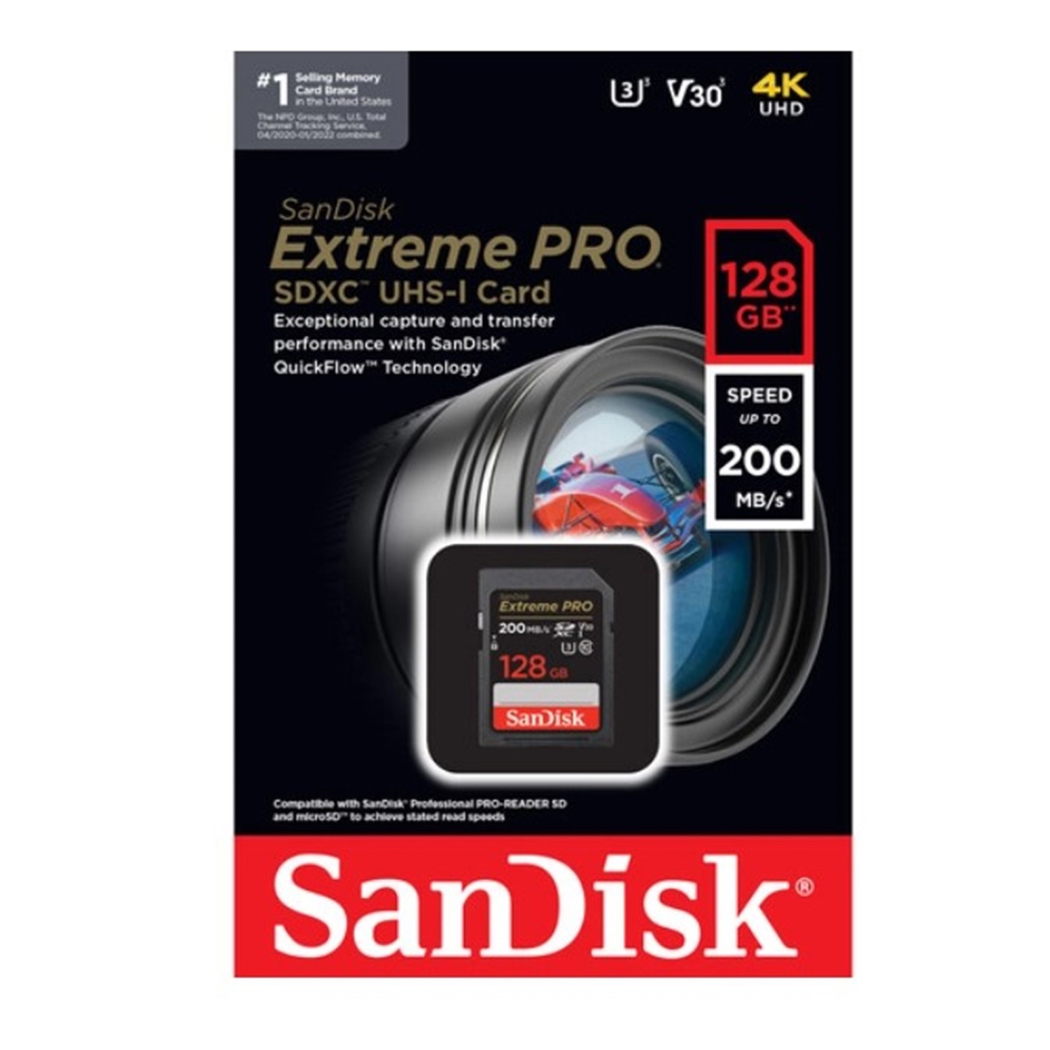 SanDisk Extreme 128GB SDXC UHS-I V30 200MB/s Class 10 Memory Card x5 + Holder