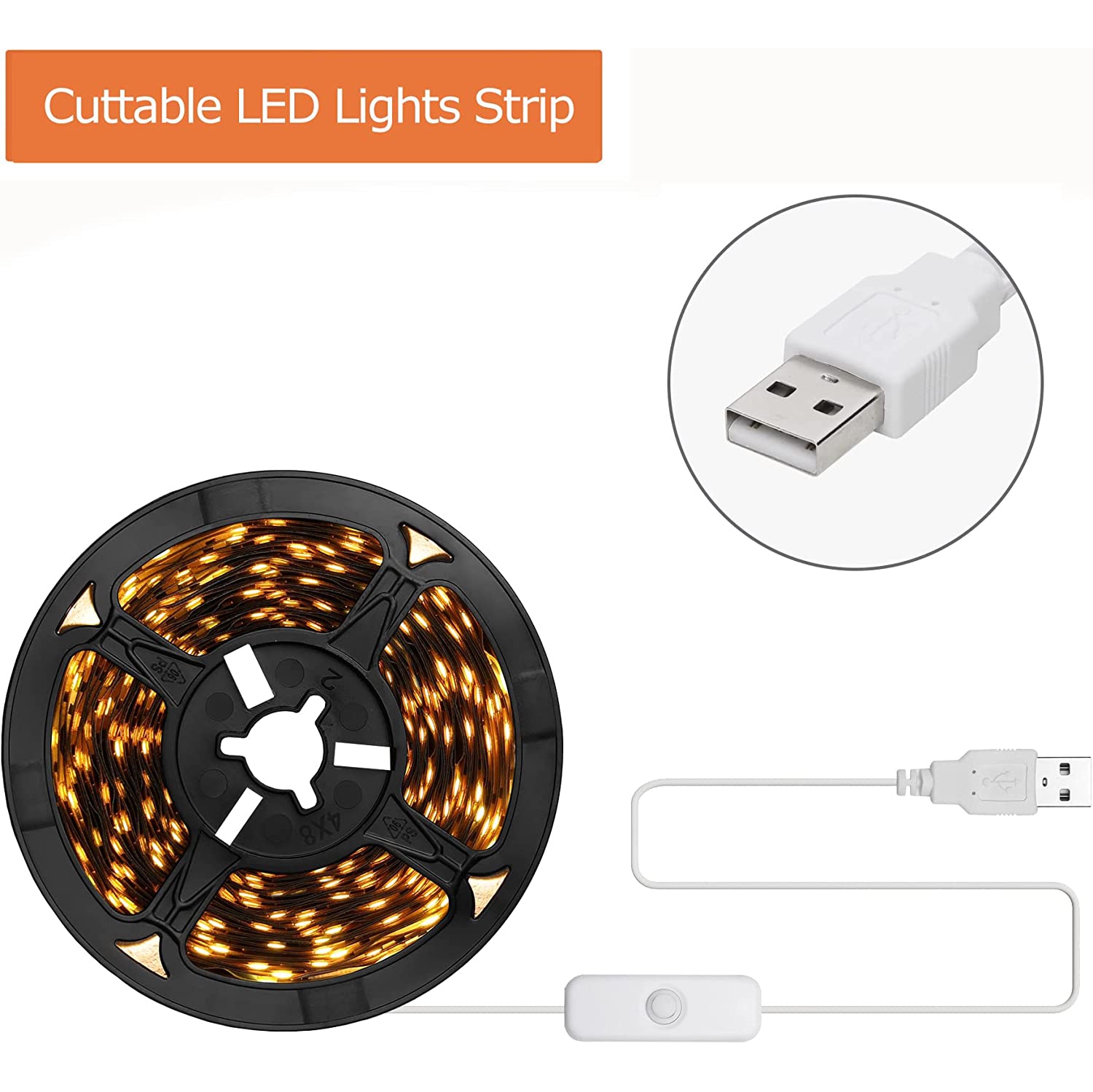 Meuble de téléviseur champêtre DEL à porte de grange coulissante pour téléviseur jusqu’à 65 po avec bande lumineuse jaune USB, console de rangement