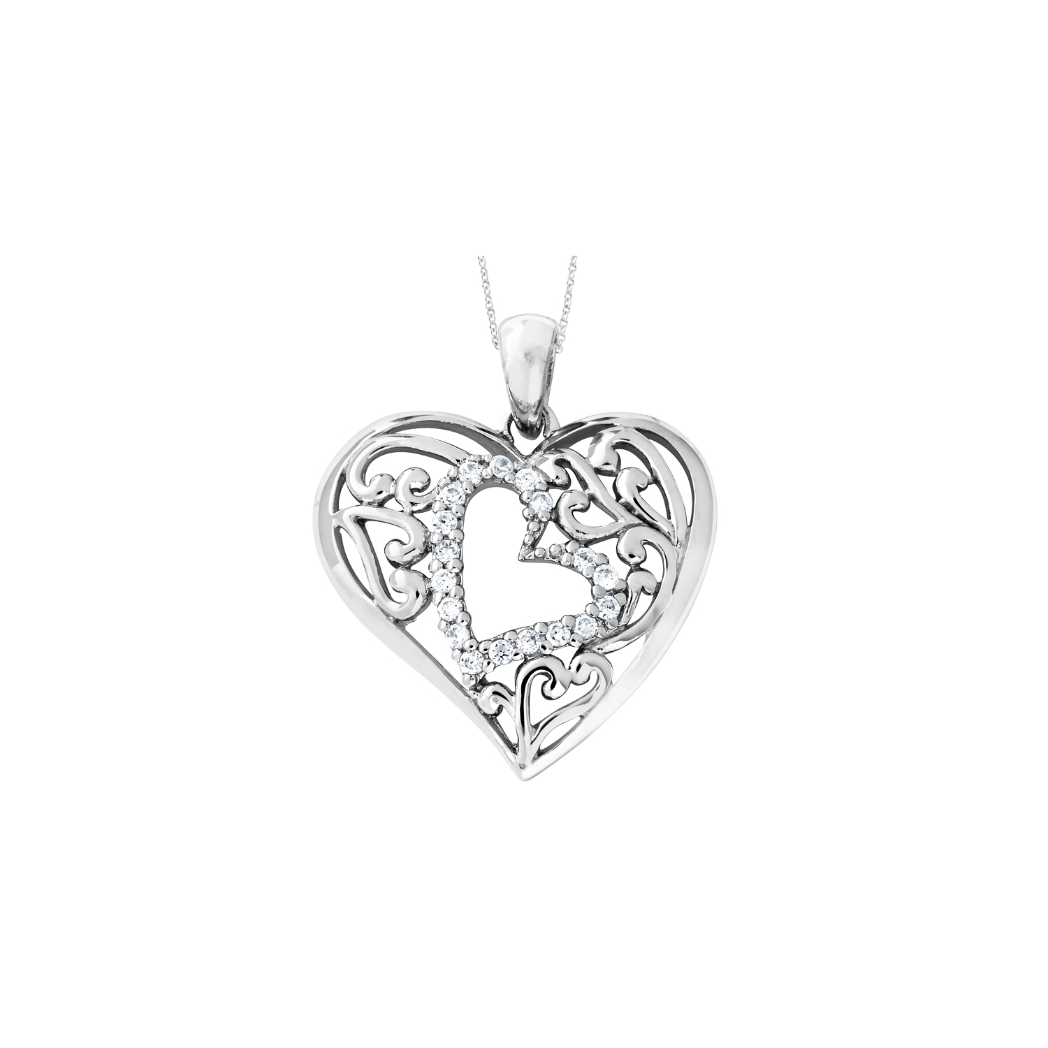 Collier à pendentif en argent sterling avec zircons cubiques synthétiques de Forever In My Heart