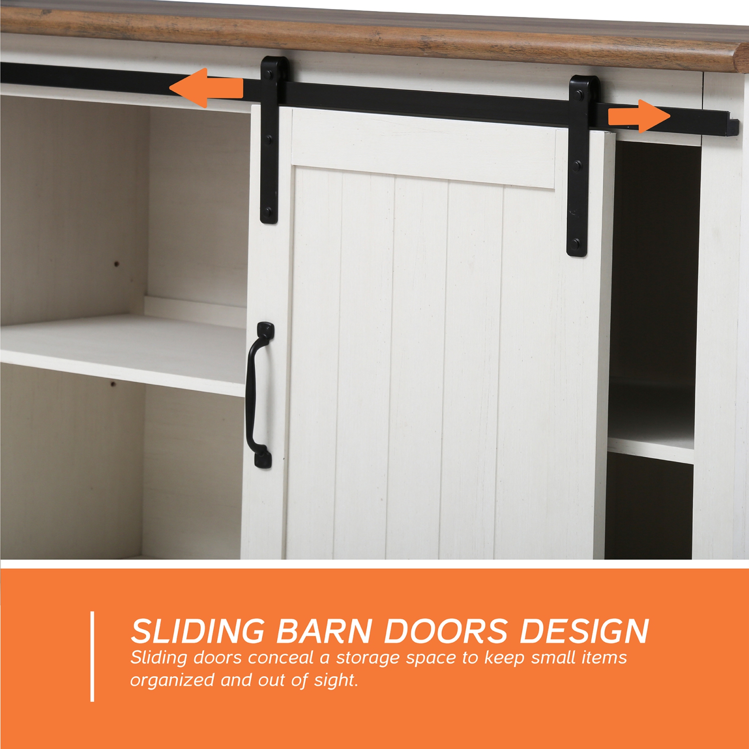 WAMPAT Farmhouse LED TV Stand for TVs Up to 85" Set of 2,Sliding Barn Door Entertainment Center Cabinet Table with Storage& Adjustable Shelves for