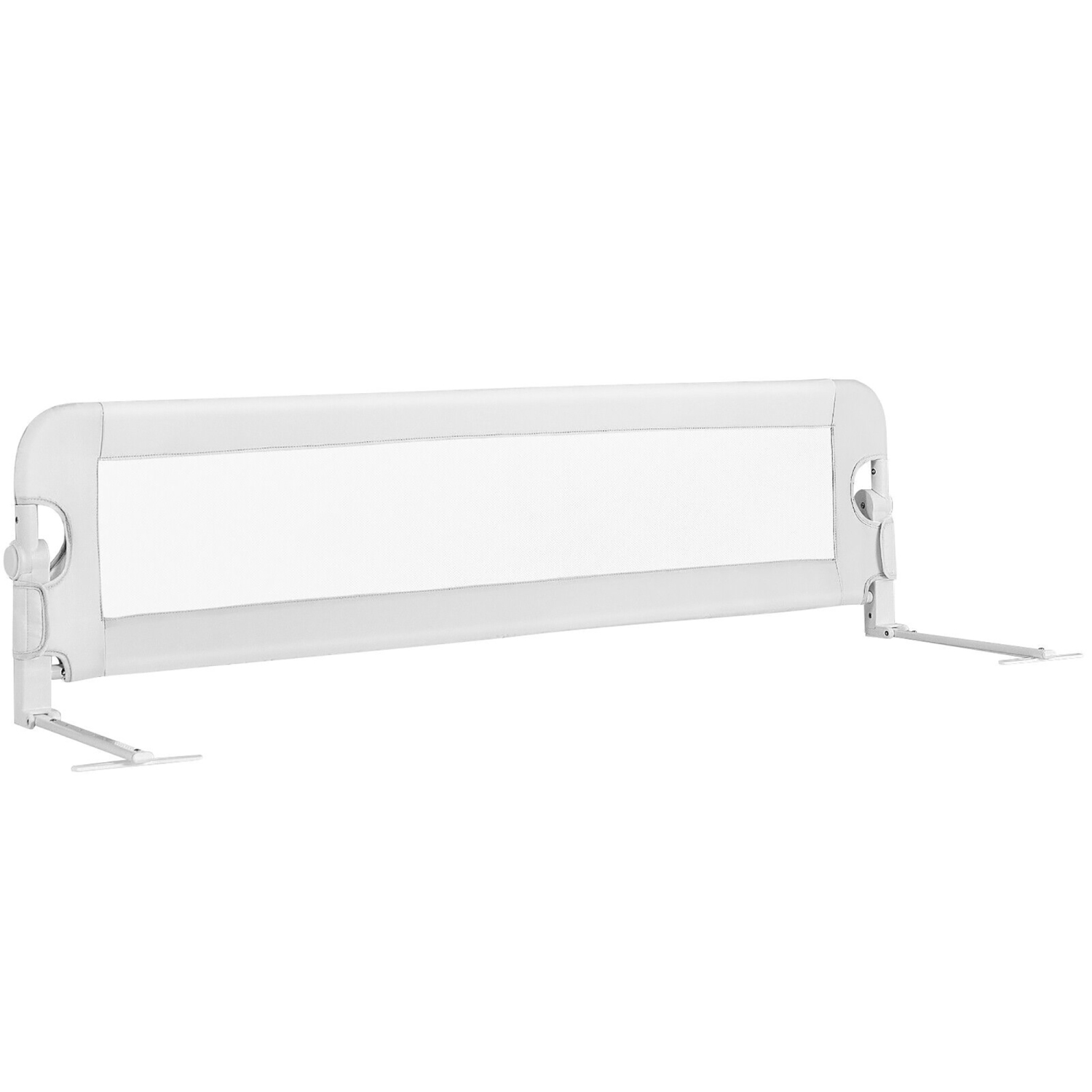 Gymax Folding Baby Bed Rail Kids Swing Down Safety Bed Guard w/ Safety Belt