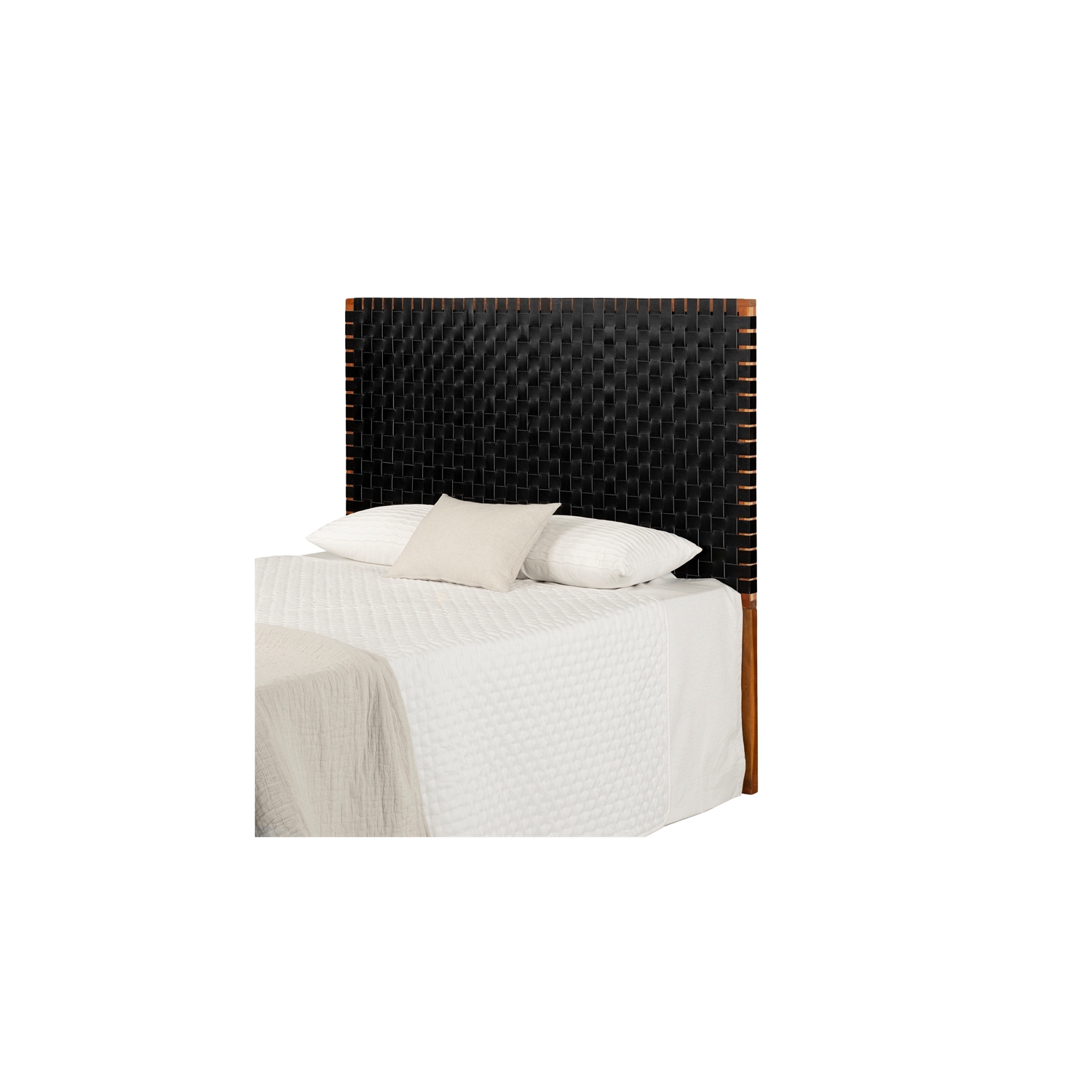 South Shore – tête de lit en cuir tissé Balka de 63.5 po de large, fini noir mat