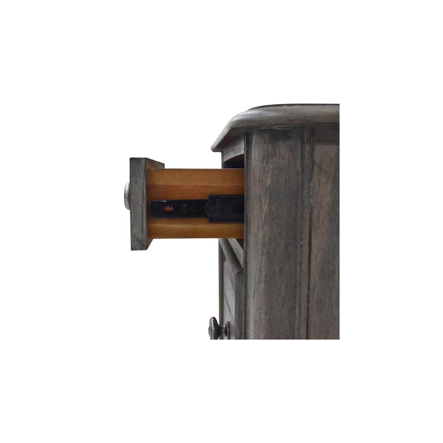 Highland Park – Table de chevet à 3 tiroirs en bois flotté gris