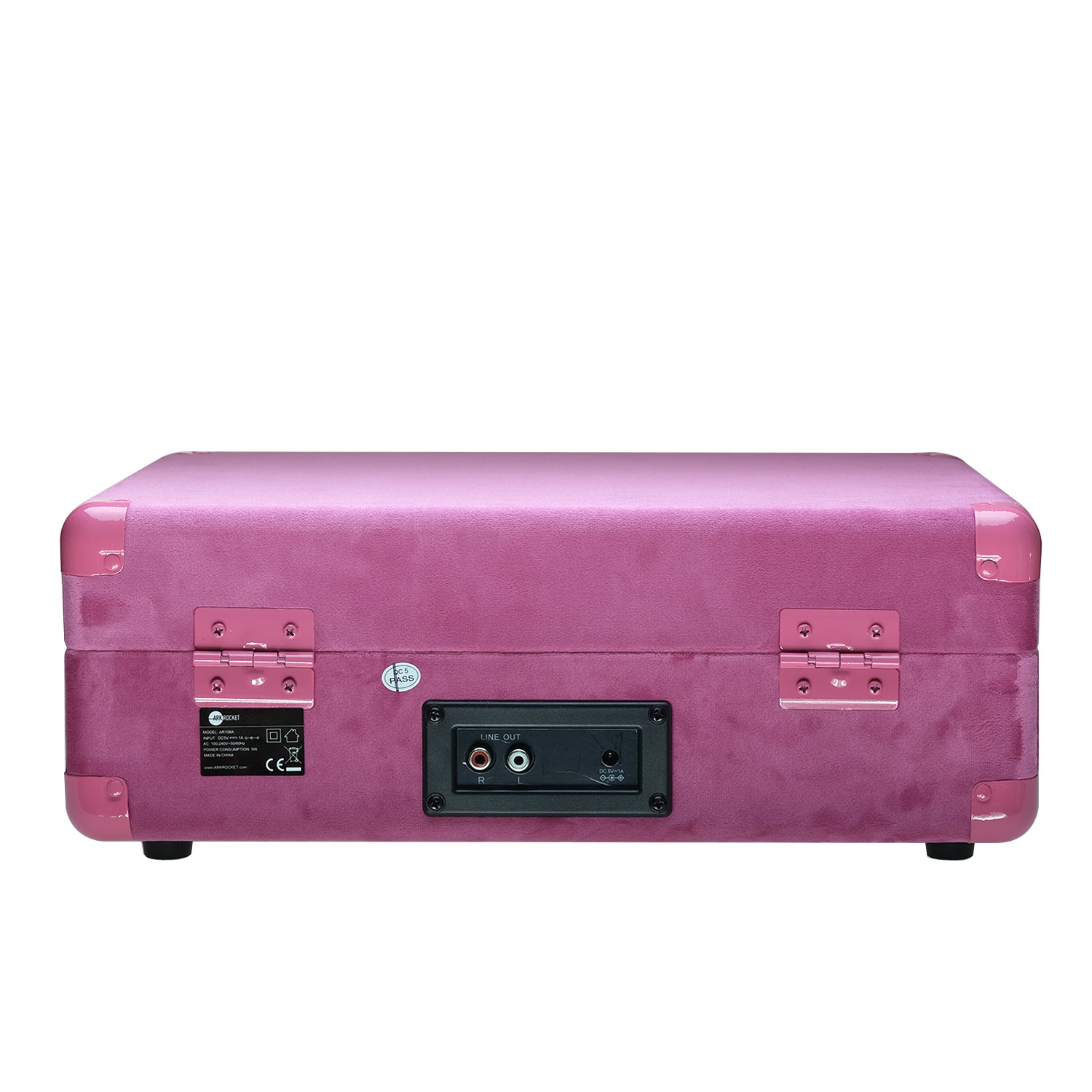 Arkrocket Curiosity Bluetooth Turntable Retro Suitcase 3-Speed Record Player with Built-in Speakers-Hot Pink Velvet
