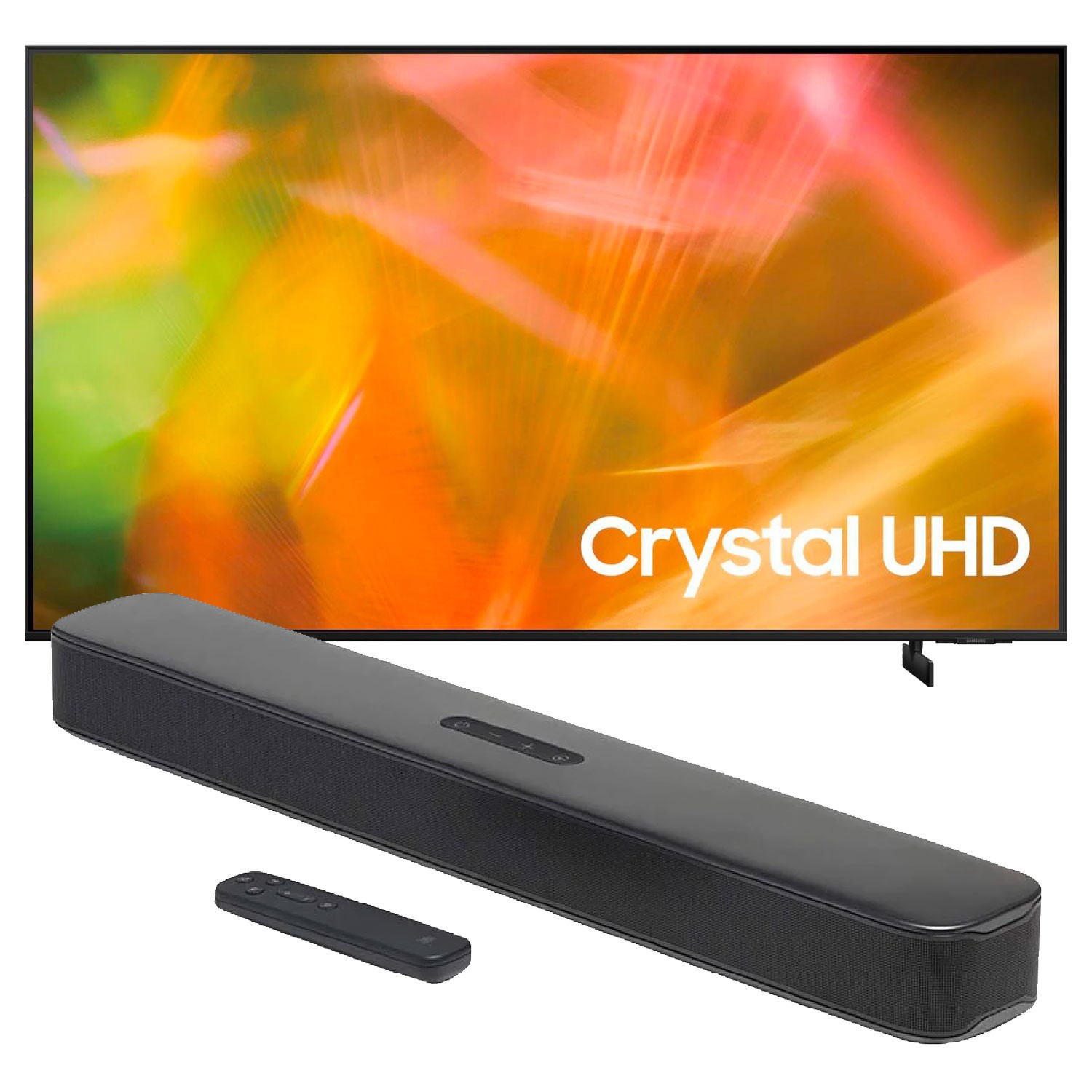 [Bundle] Samsung 55" 4K UHD HDR LED Tizen Smart TV (UN55AU8000) + JBL 80-Watt 2.0 Ch Dolby Digital Tech Bluetooth Sound Bar (BAR20AIOBLK) - 1 year Seller Warranty