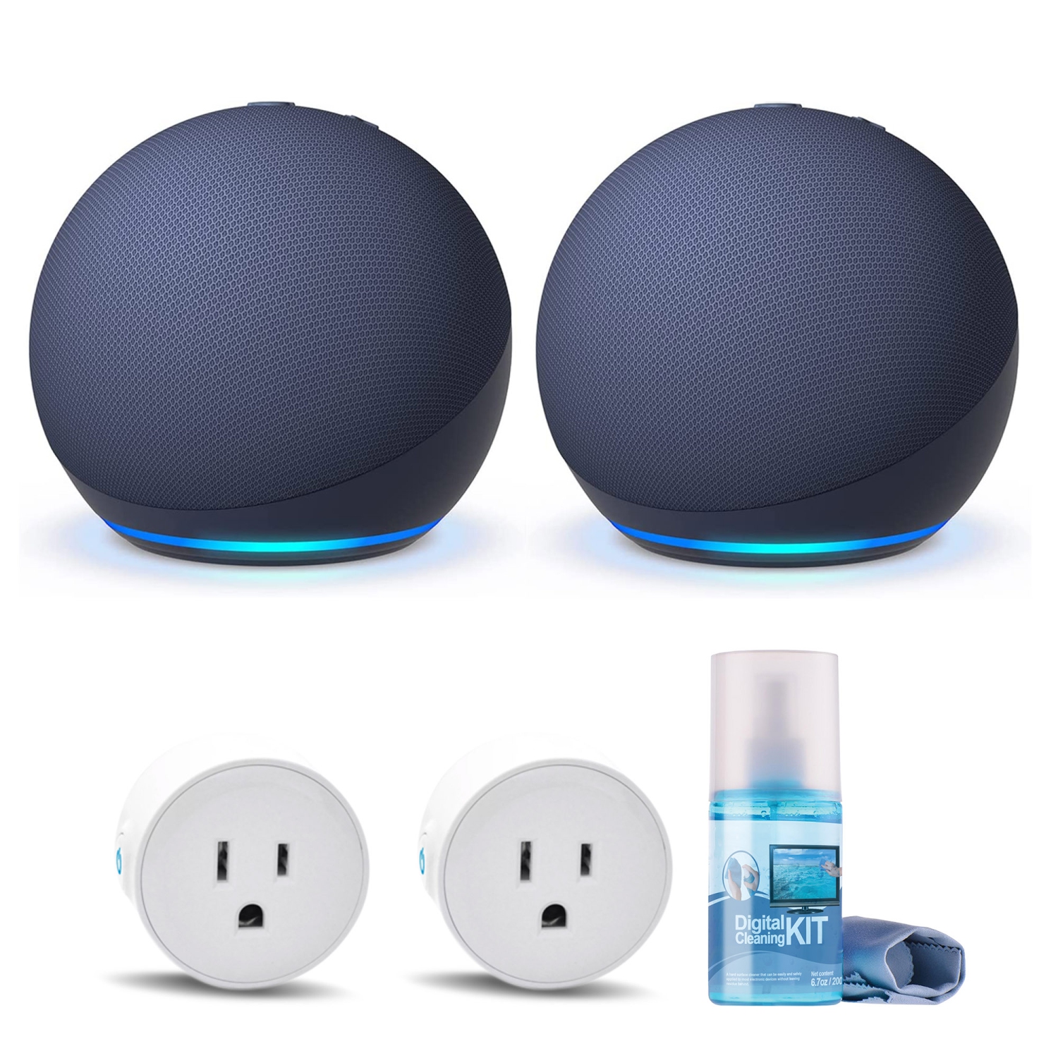 2-Pack  Echo Dot (5th Gen, 2022 Release) (Deep Sea Blue) with  accessories