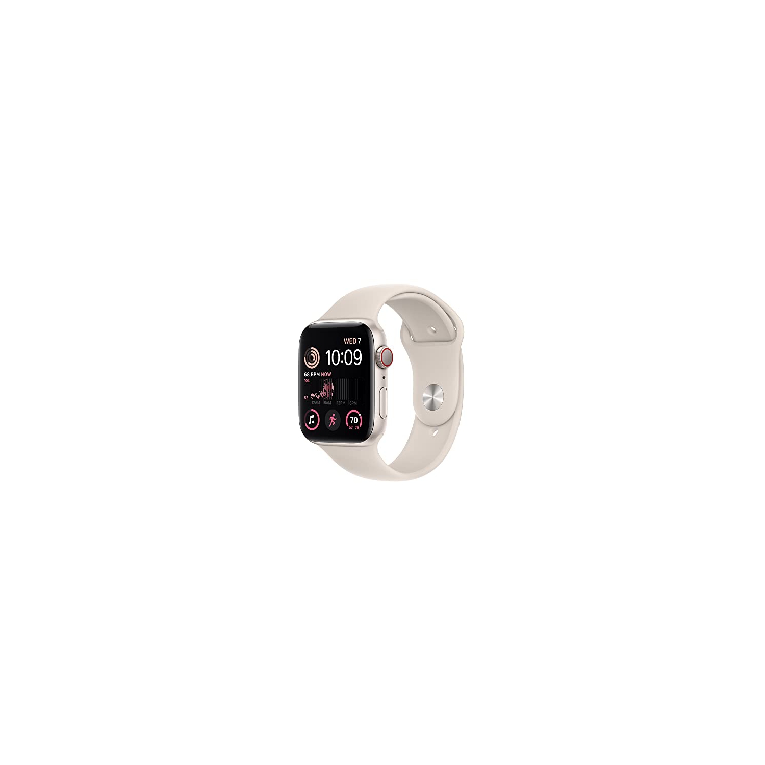 Apple Watch SE [GPS + Cellular 44 mm], boîtier aluminium Starlight et bracelet sport Starlight - P/M.