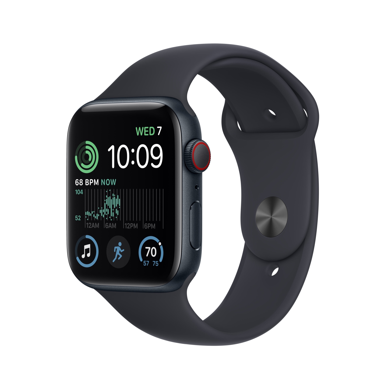 Apple Watch SE [GPS +Cellular 44mm] Smart Watch w/Midnight Aluminum Case & Midnight Sport Band - M/L.