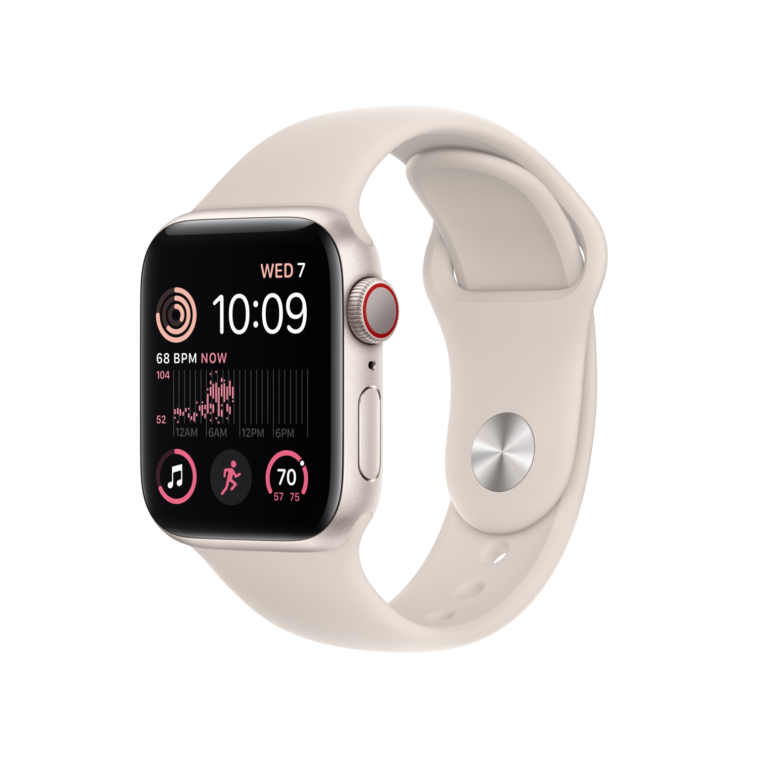 Apple Watch SE [GPS + Cellular 40mm] Smart Watch w/Starlight Aluminum Case & Starlight Sport Band - M/L.