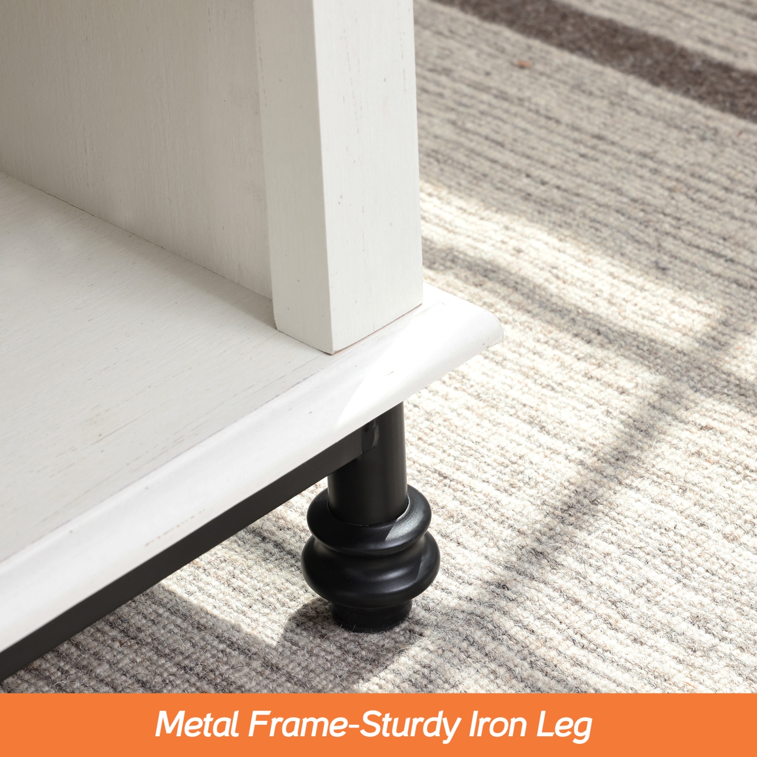 Table basse champêtre WAMPAT avec 16 lumières à DEL de couleurs, grande table centrale rectangulaire avec 1 tiroir et tablette de rangement ouverte