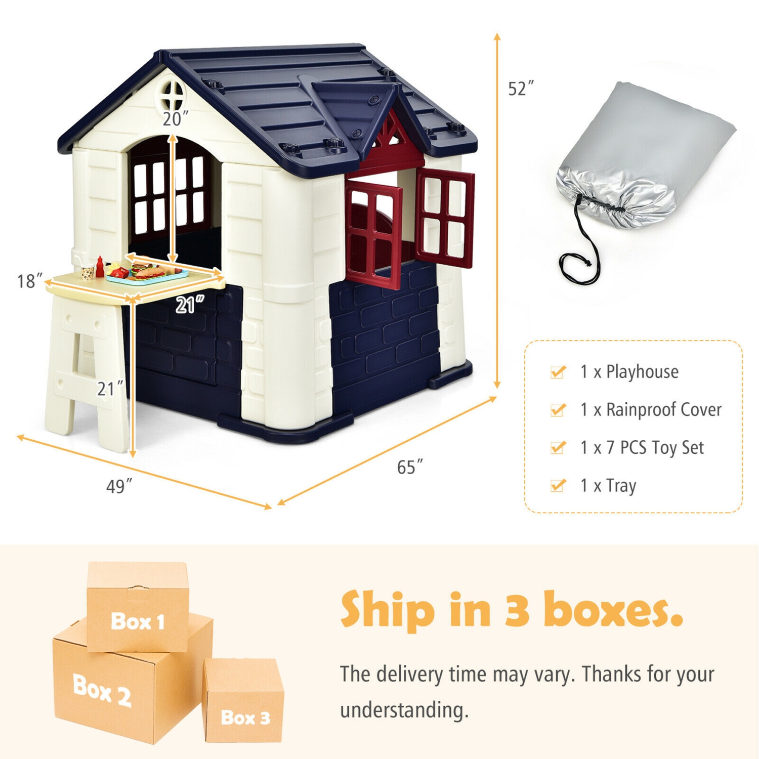 Marque Gymax Maison de jeux Cottage pour enfants avec ensemble de jouets 7 pièces et housse étanche