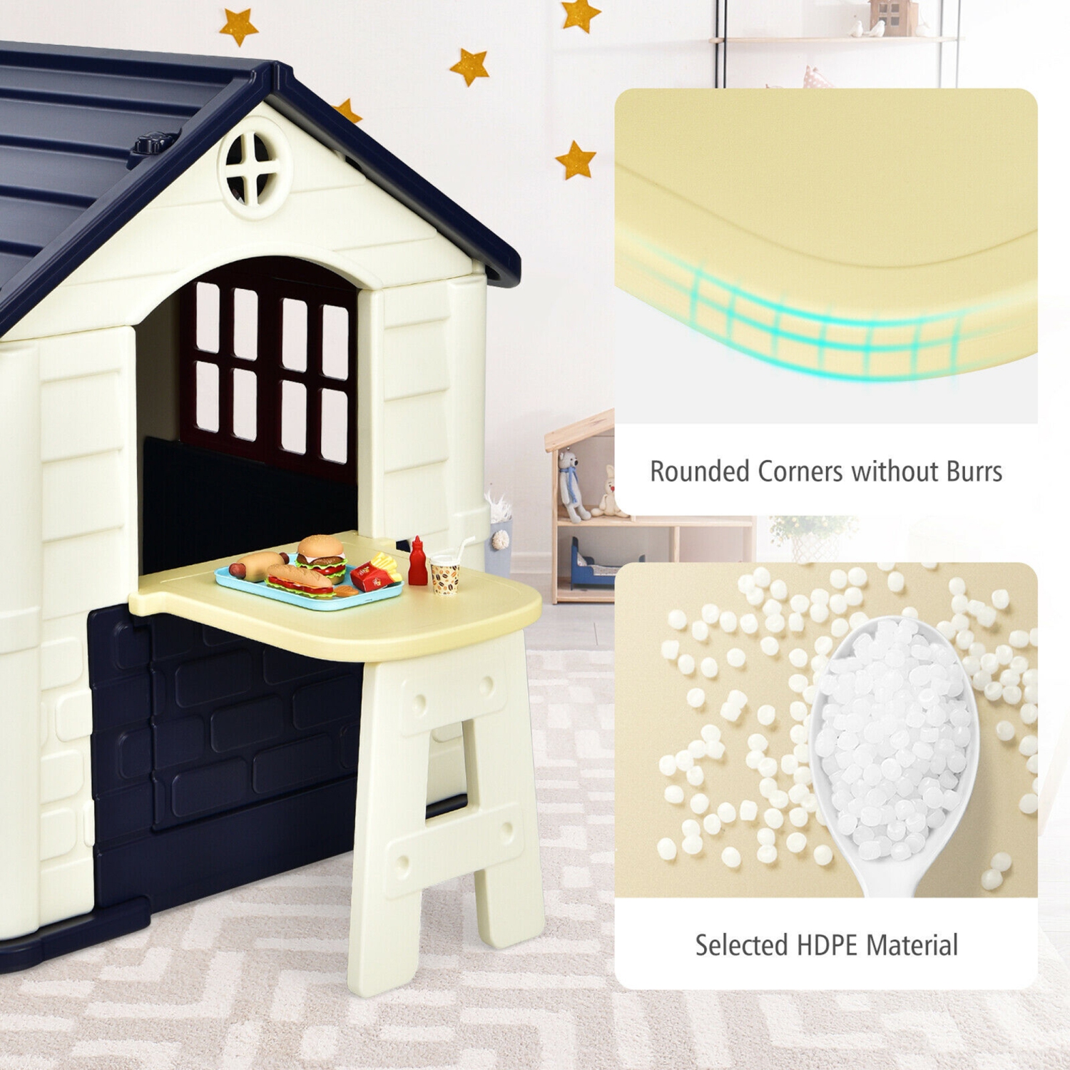 Marque Gymax Maison de jeux Cottage pour enfants avec ensemble de jouets 7 pièces et housse étanche